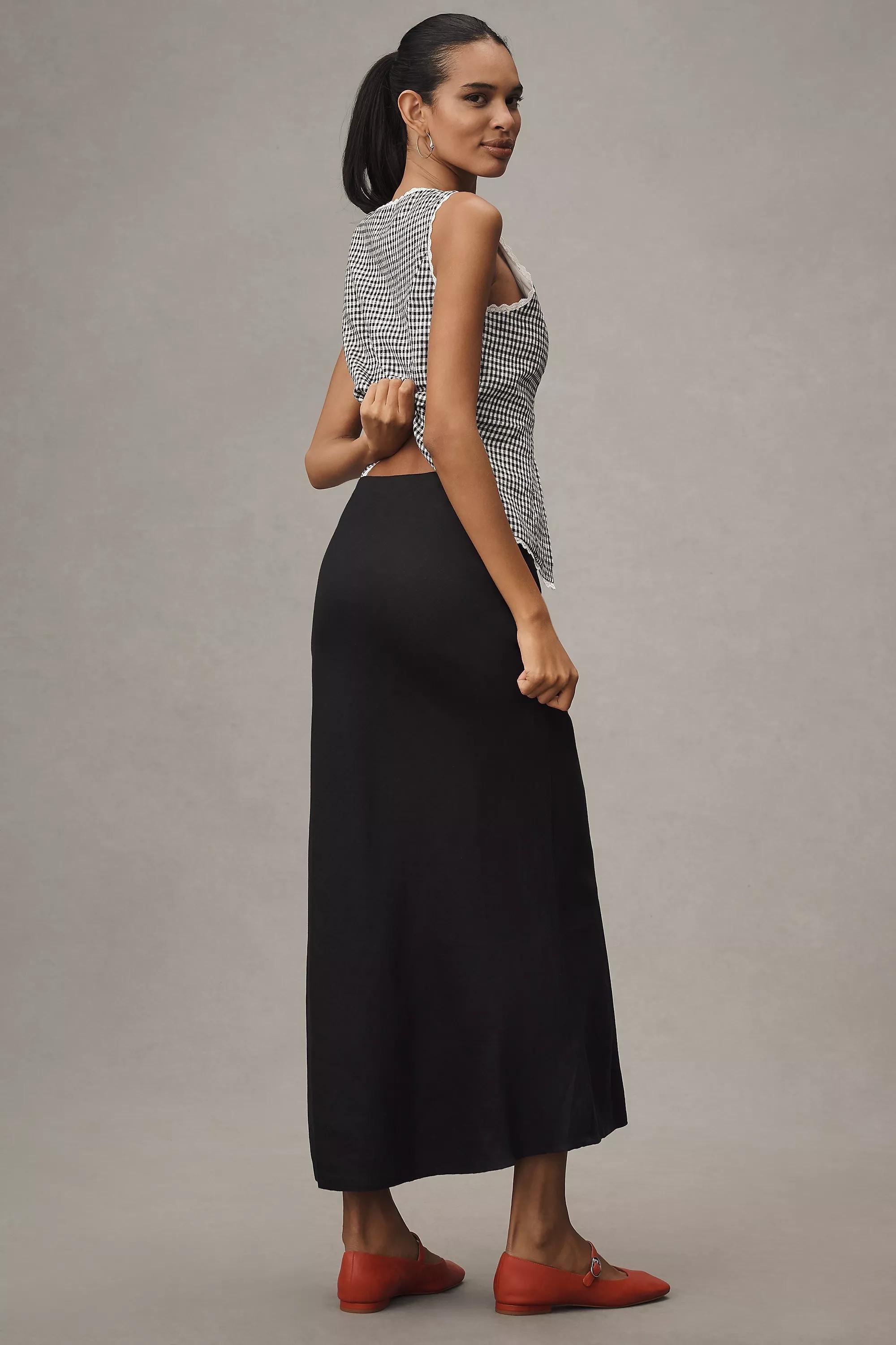 Black The Tilda Maxi Slip Skirt: Linen Edition, , large image number 3