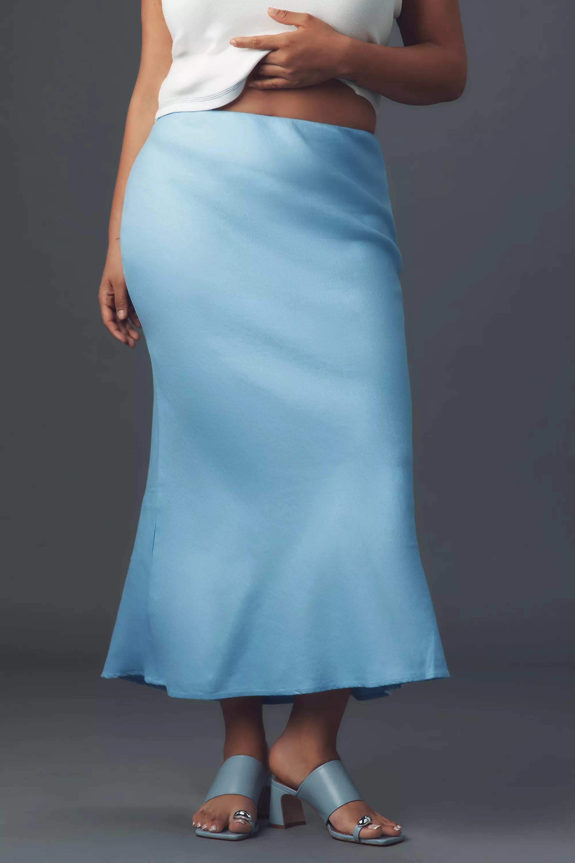 Blue Maxi Slip Skirt: Linen Edition, , large image number 1