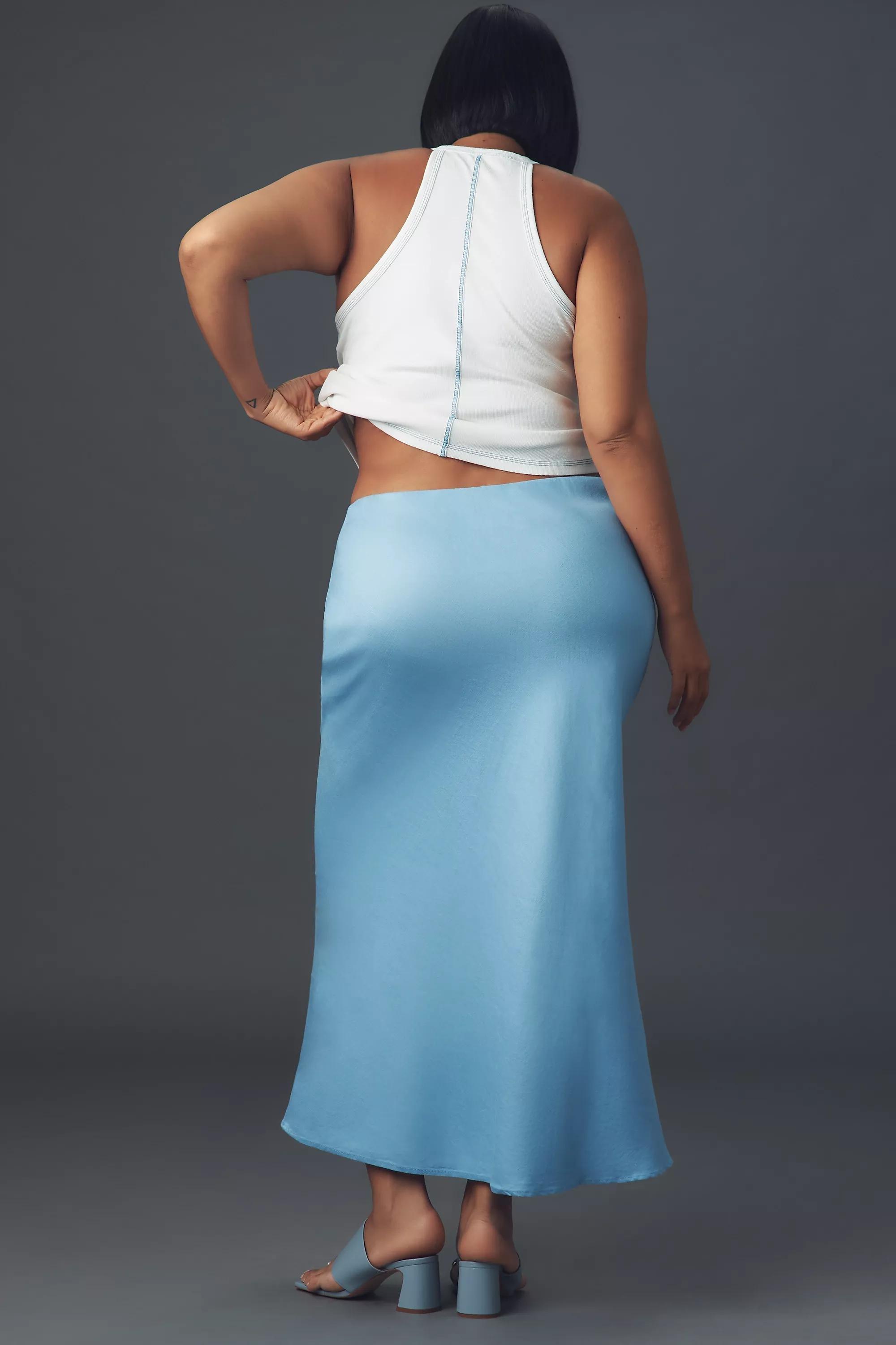 Blue Maxi Slip Skirt: Linen Edition, , large image number 3