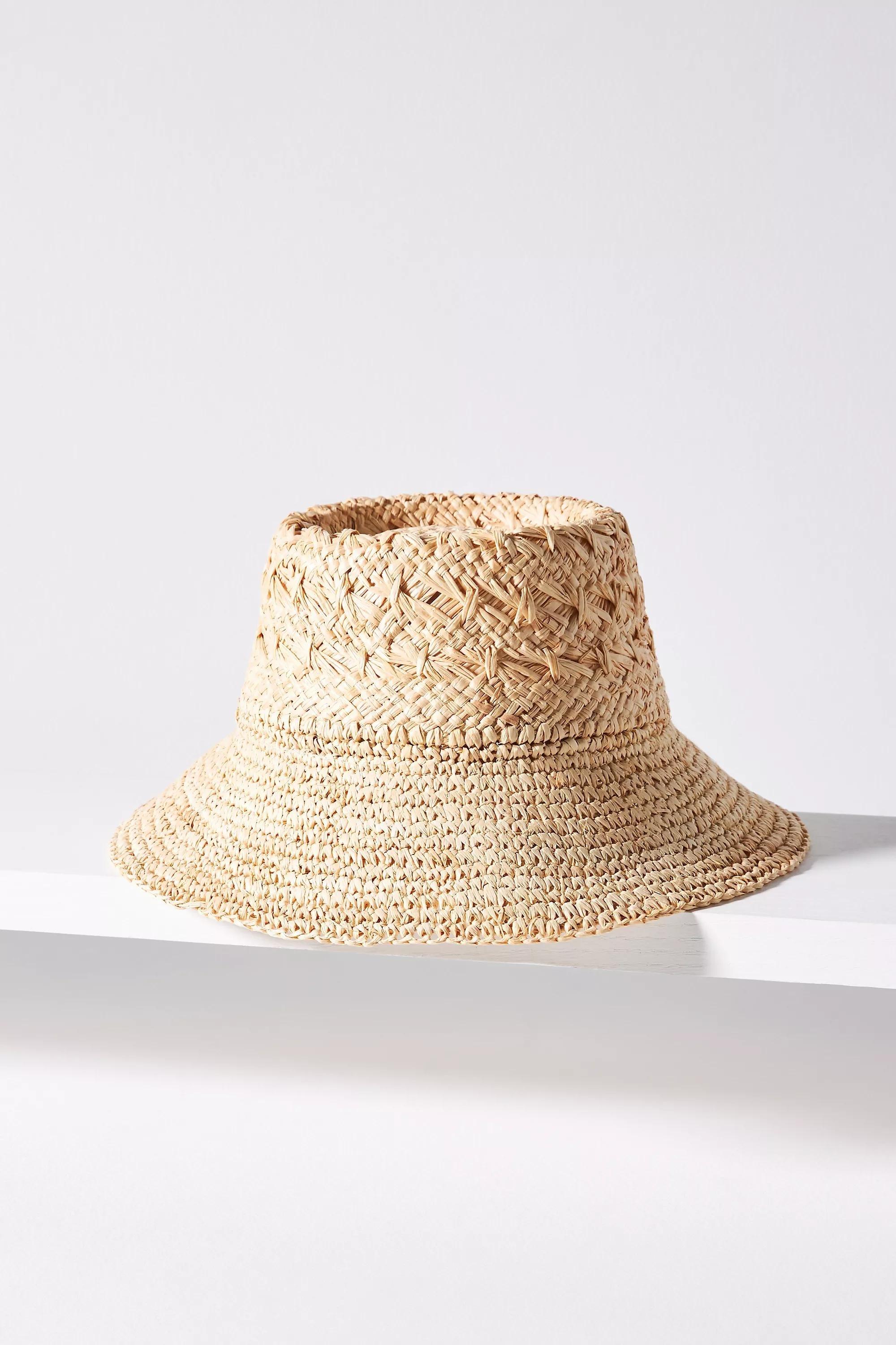 Beige Double-Weave Straw Bucket Hat, A501_0111, large image number 2