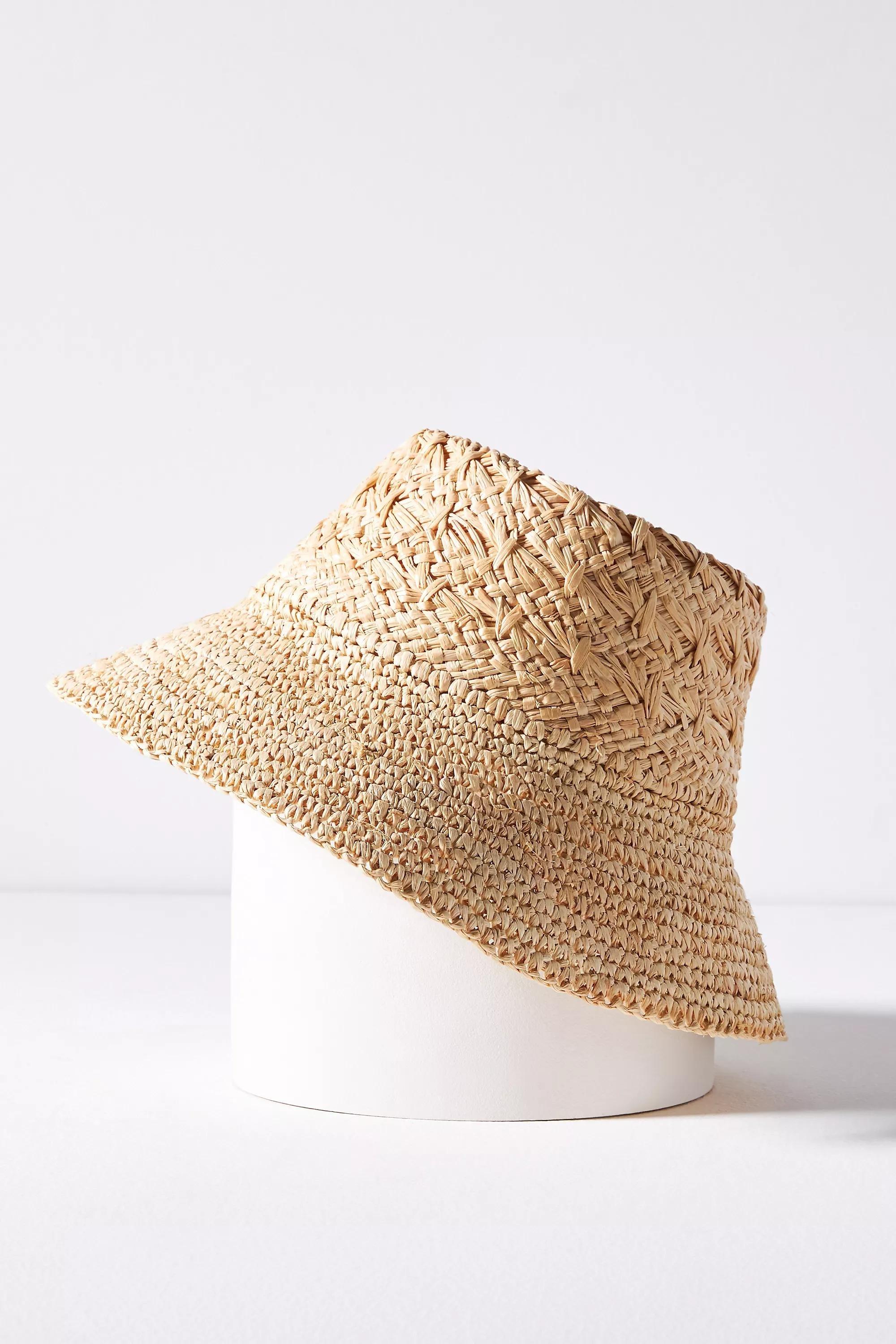 Beige Double-Weave Straw Bucket Hat, A501_0111, large image number 3