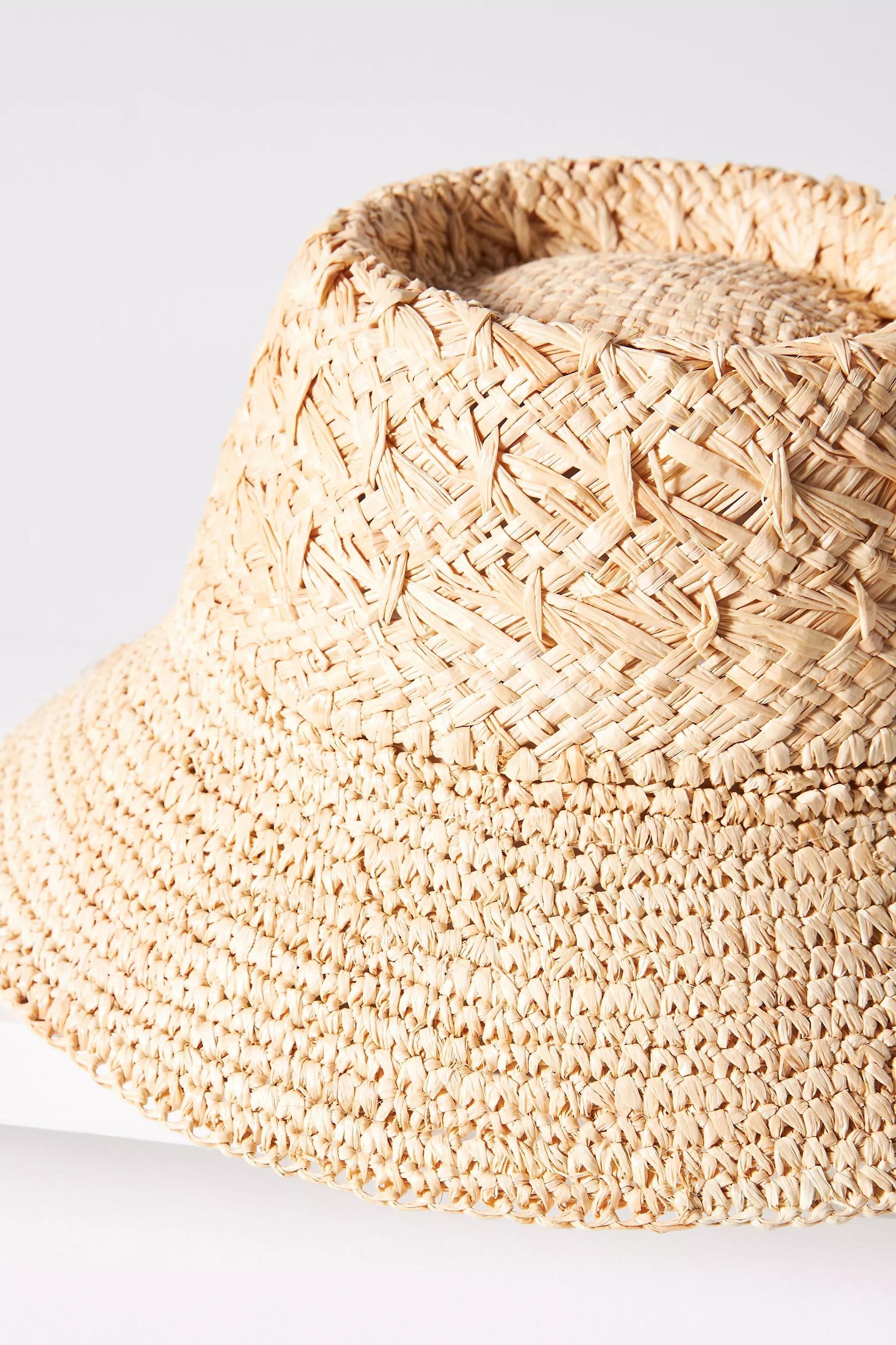 Beige Double-Weave Straw Bucket Hat, A501_0111, large image number 4