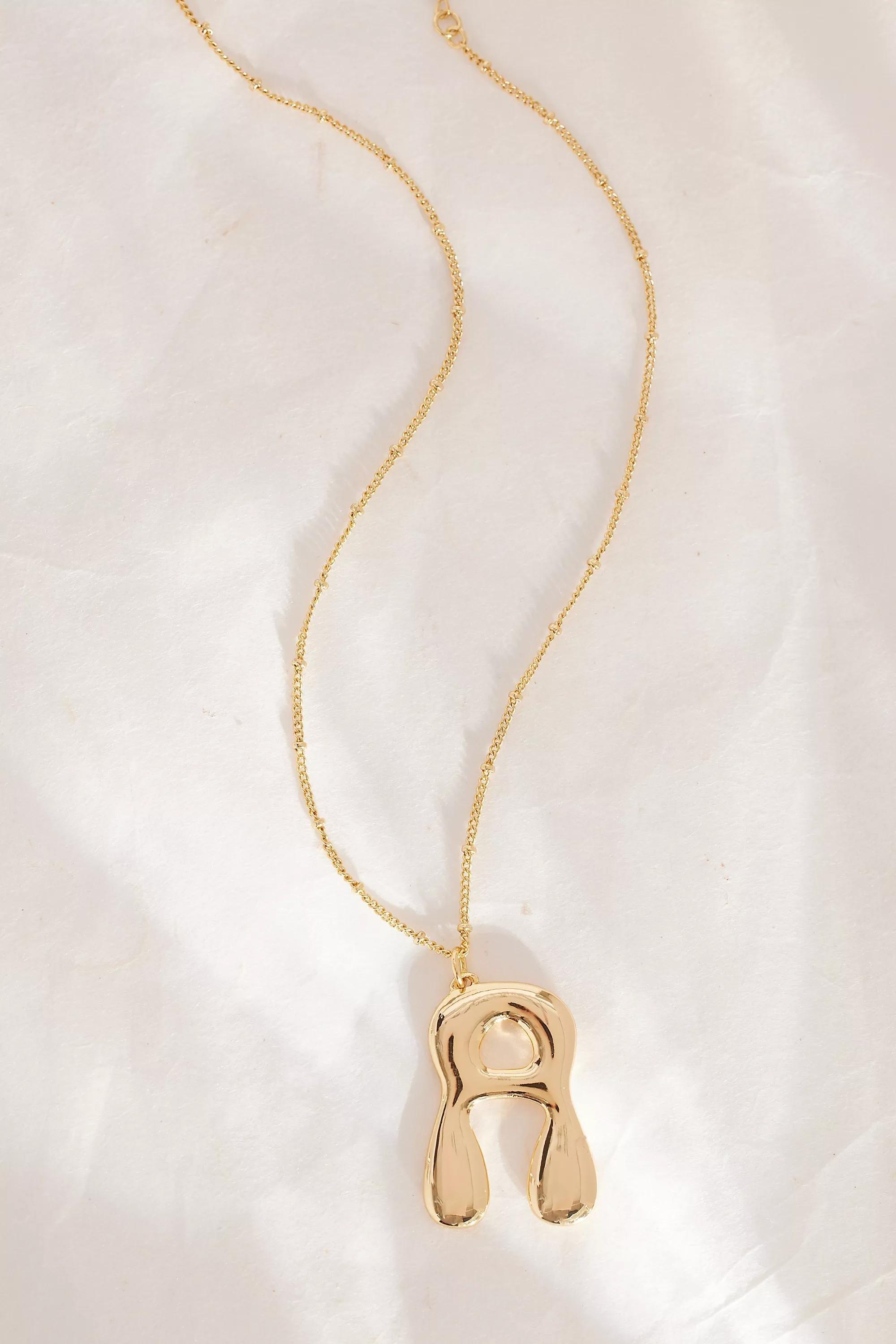 Gold-Plated Oversized Bubble Monogram Necklace, A, A501_0901, large image number 0