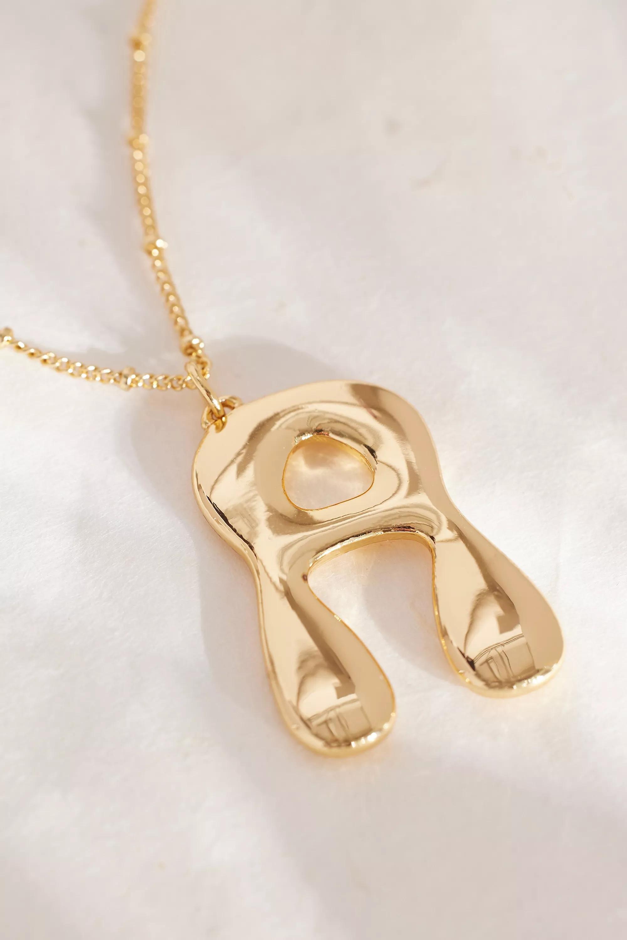 Gold-Plated Oversized Bubble Monogram Necklace, A, A501_0901, large image number 1