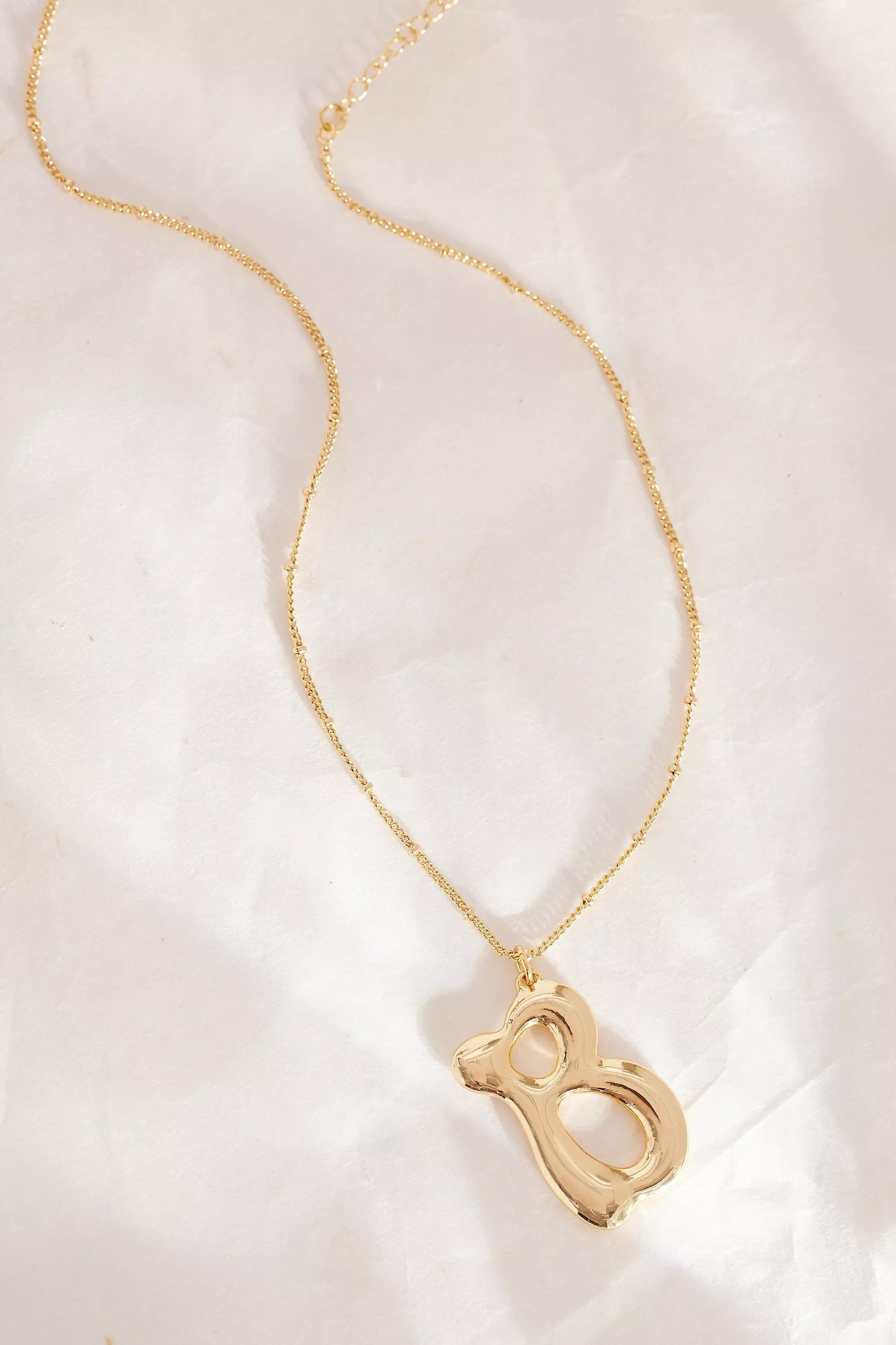 Gold-Plated Oversized Bubble Monogram Necklace, B, A501_0902, large image number 0