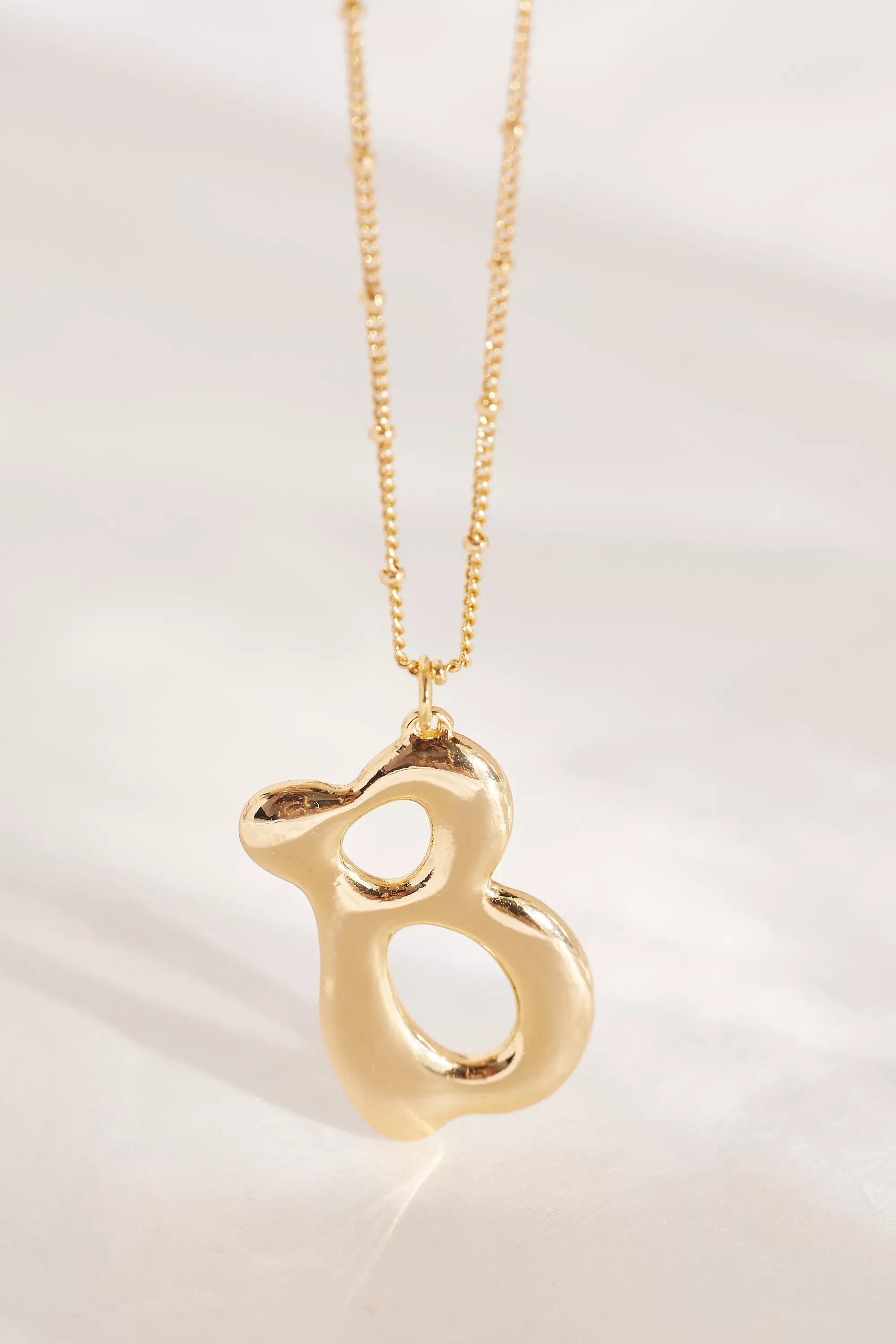 Gold-Plated Oversized Bubble Monogram Necklace, B, A501_0902, large image number 1