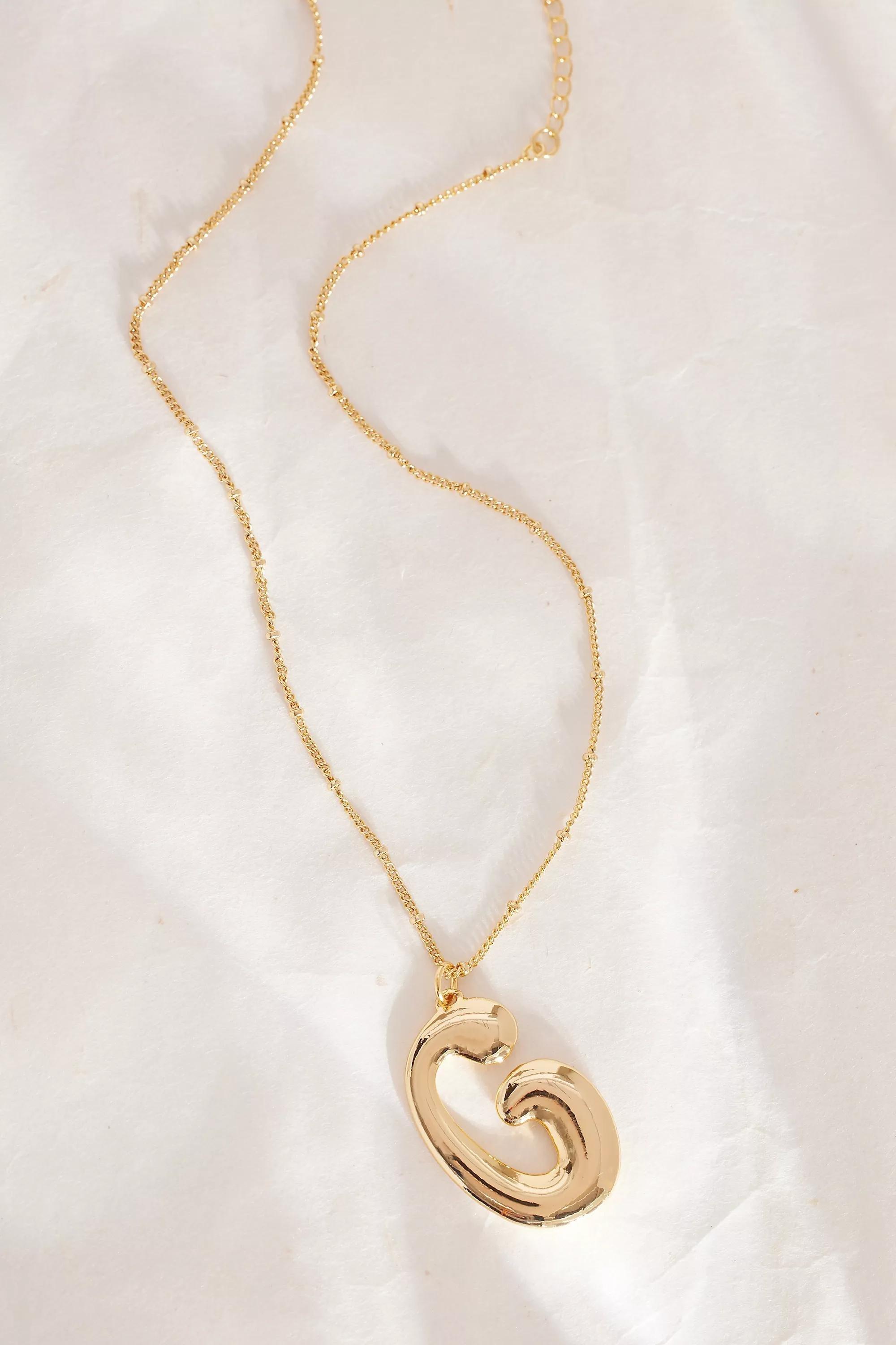 Gold-Plated Oversized Bubble Monogram Necklace, G, A501_0907, large image number 0