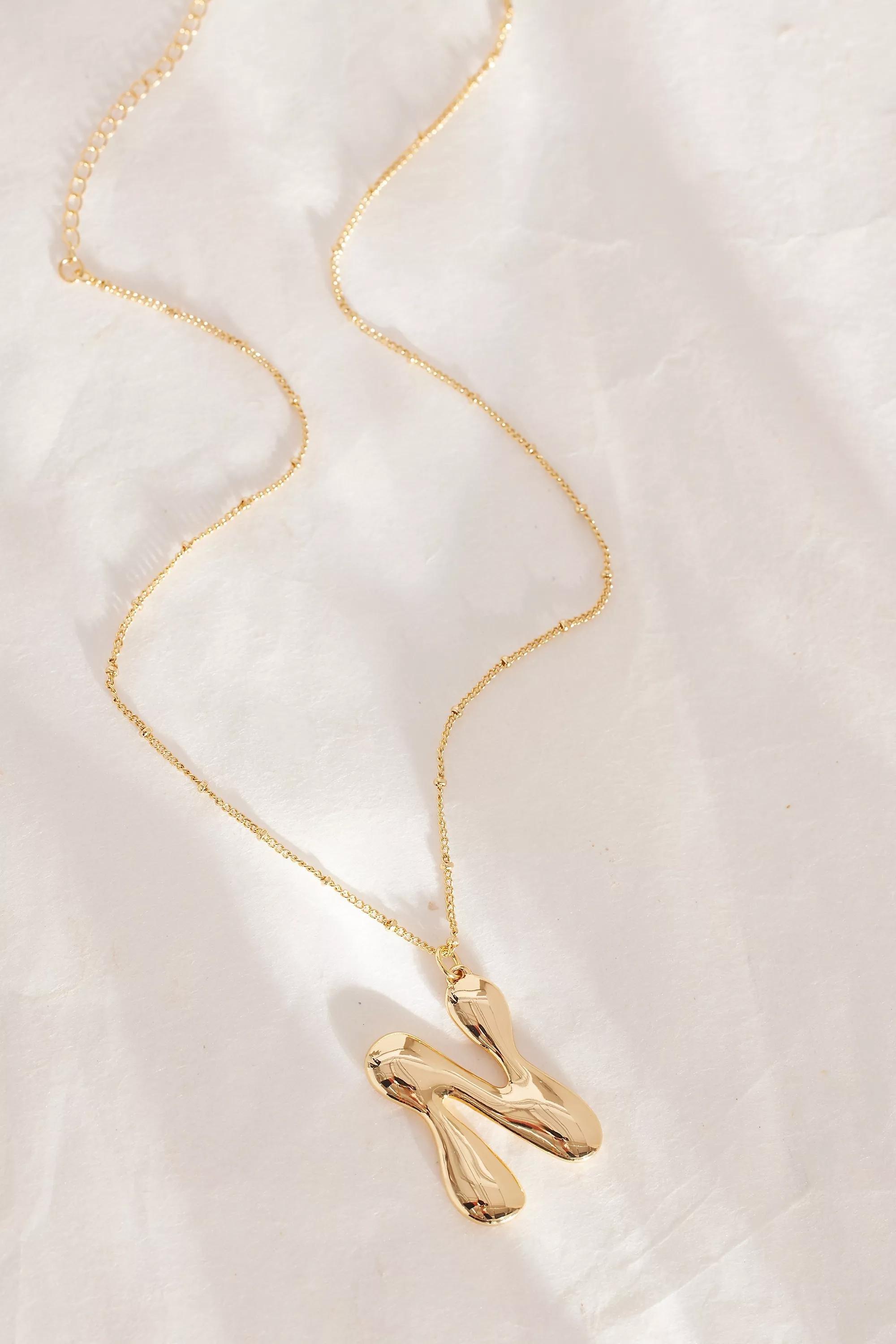 Gold-Plated Oversized Bubble Monogram Necklace, N, A501_0914, large image number 0