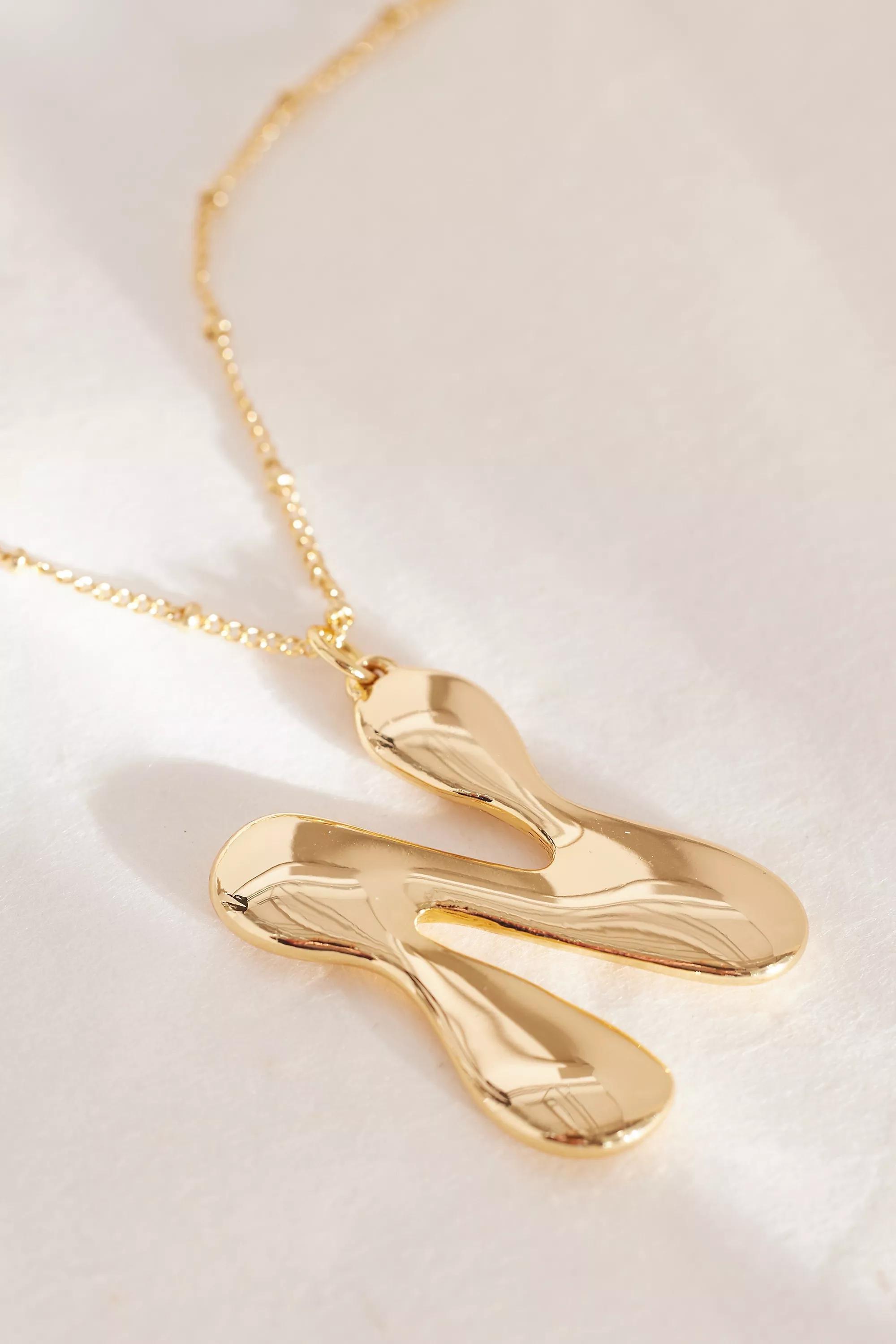 Gold-Plated Oversized Bubble Monogram Necklace, N, A501_0914, large image number 1