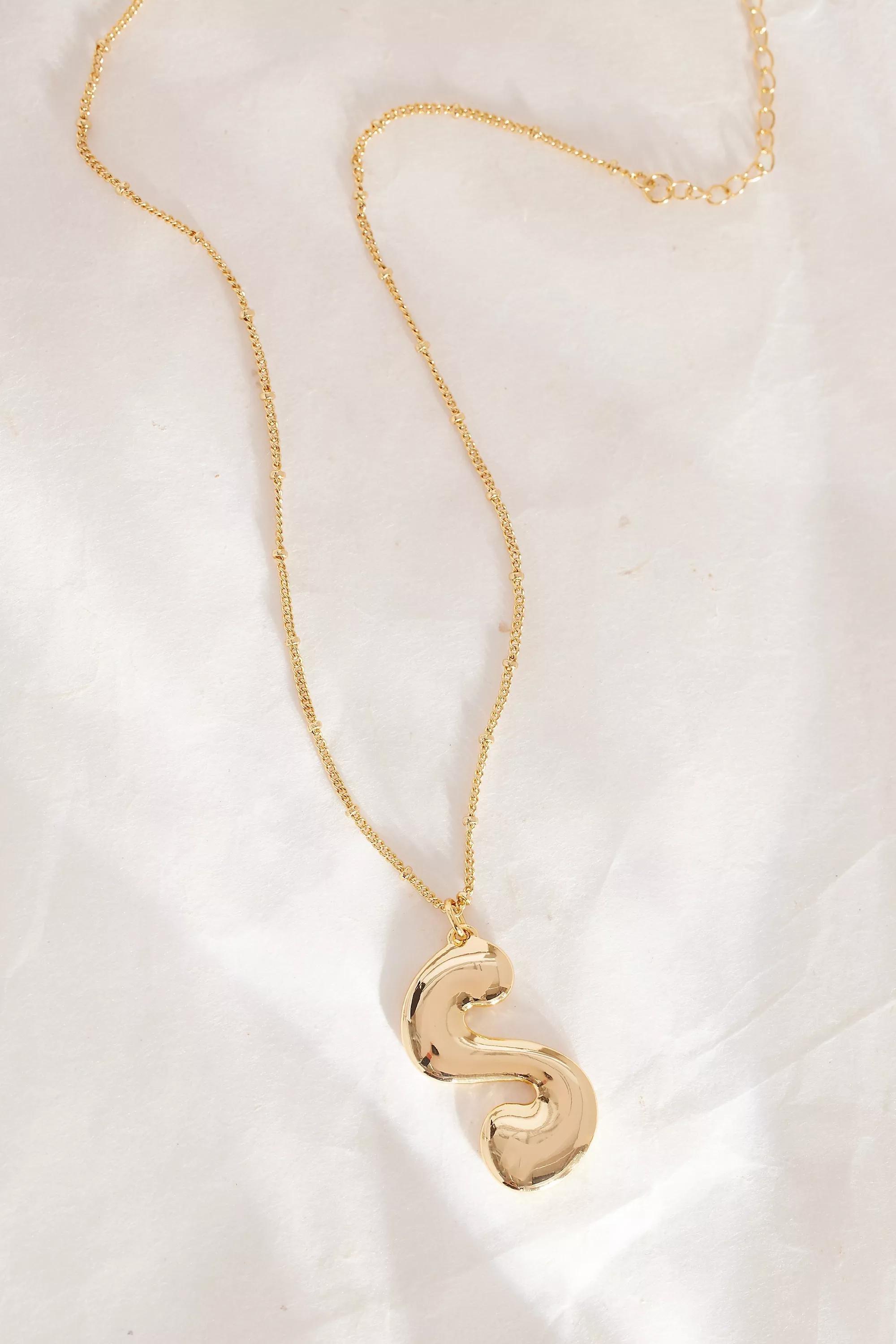 Gold-Plated Oversized Bubble Monogram Necklace, S, A501_0919, large image number 0
