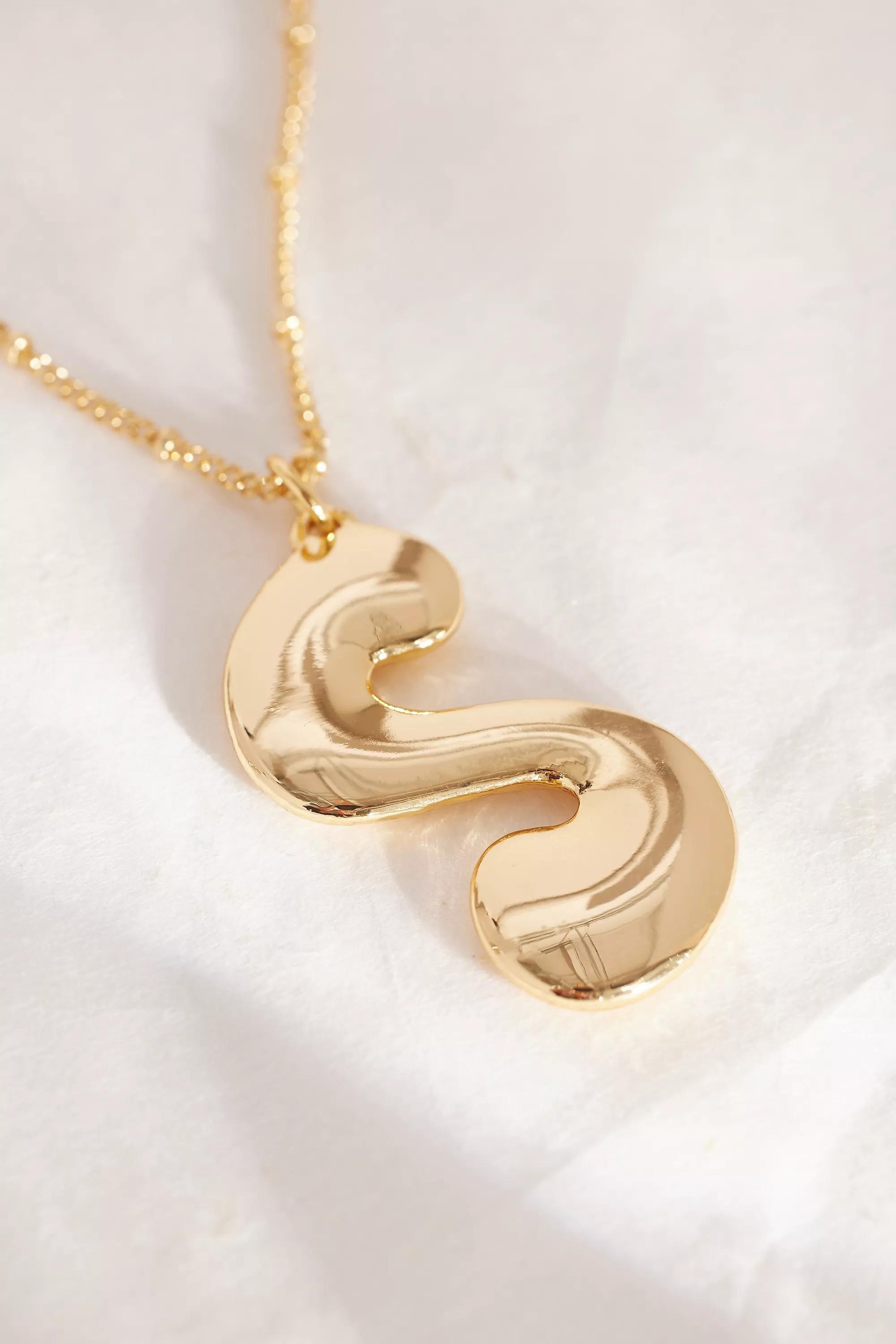 Gold-Plated Oversized Bubble Monogram Necklace, S, A501_0919, large image number 1