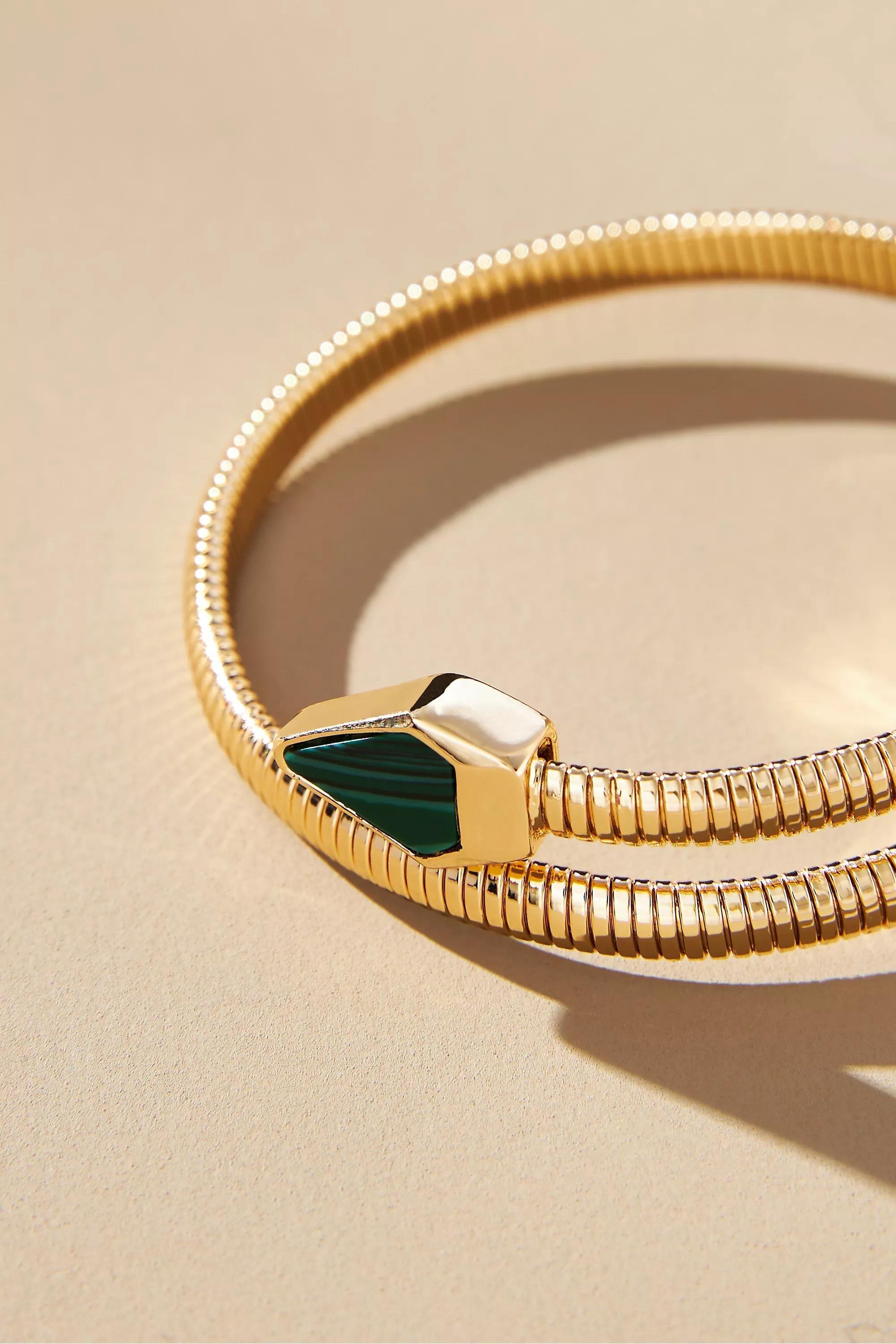 Stone Serpent Wrap Bracelet, Green, , large image number 1
