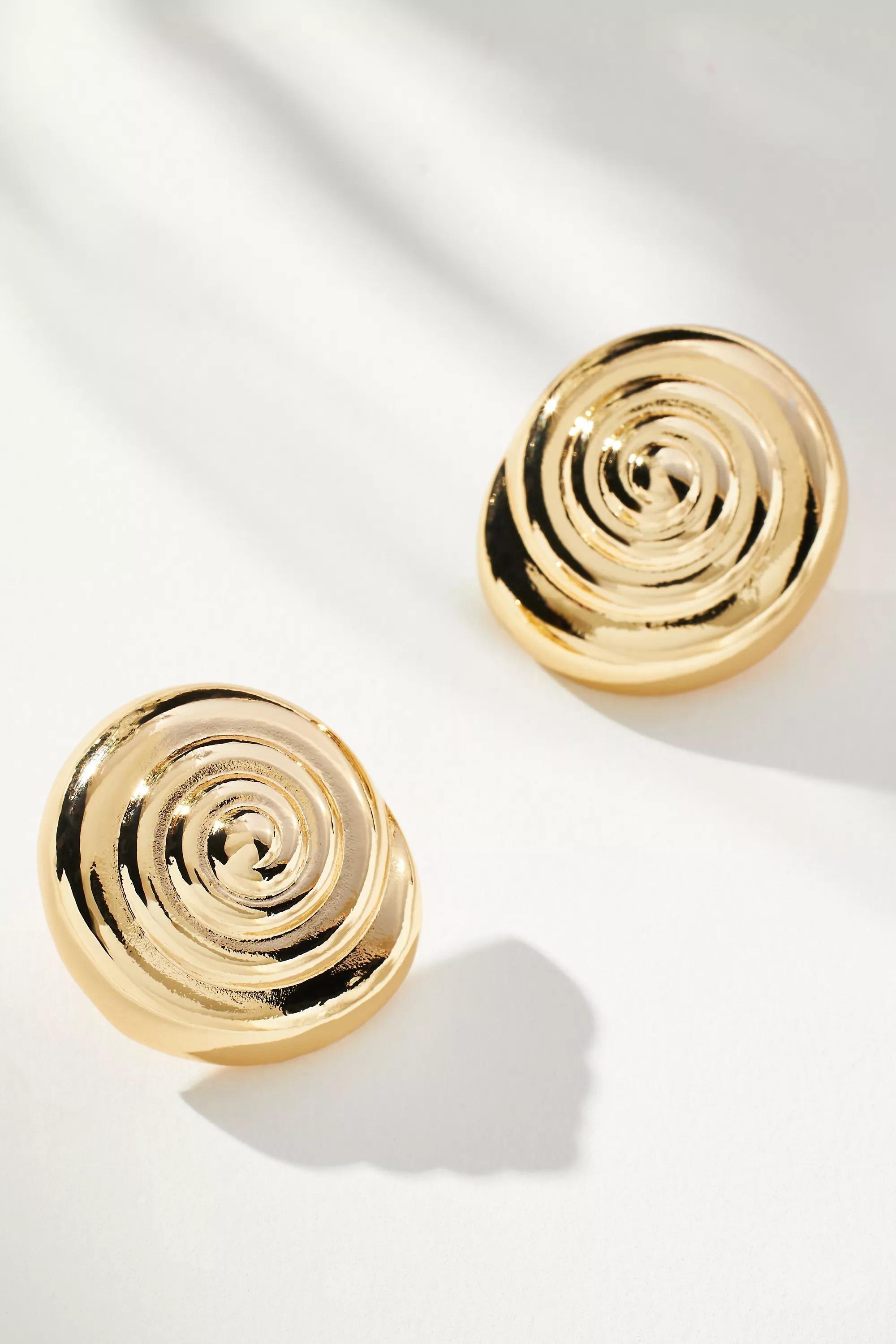 Spiral Post Stud Earrings, Gold, A501_0070, large image number 0