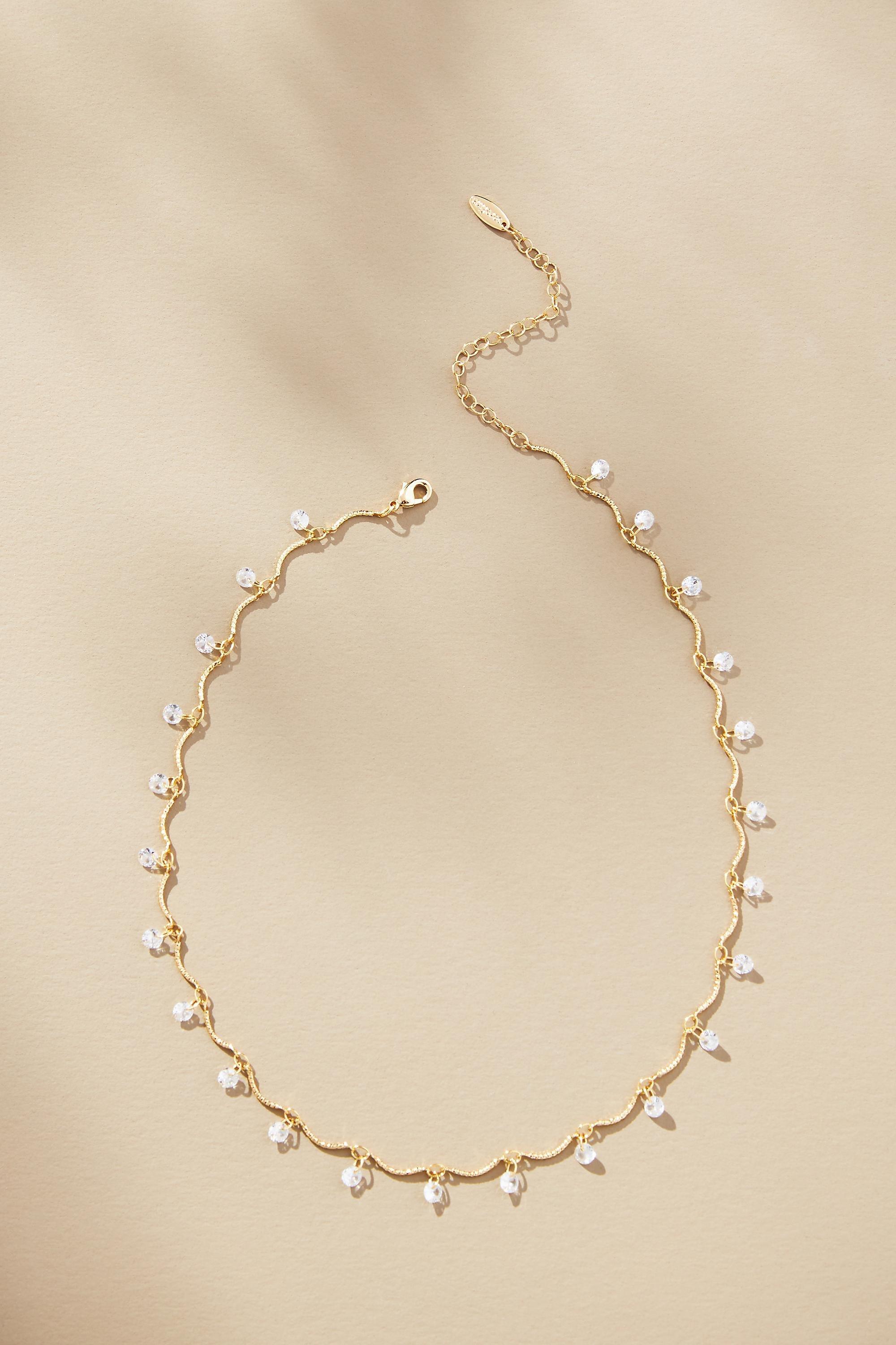 Anthropologie - Drippy Crystal Necklace, Gold