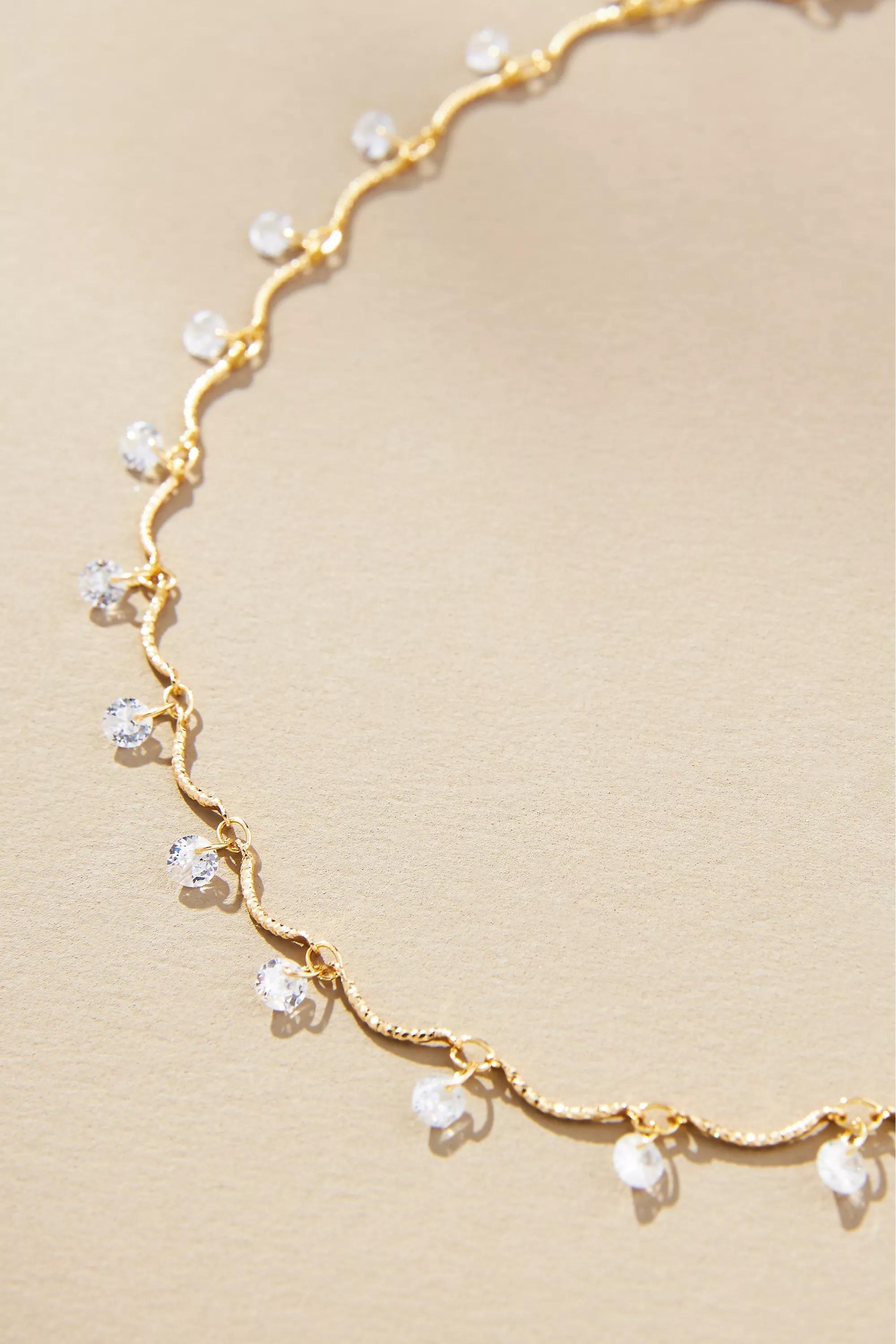 Anthropologie - Drippy Crystal Necklace, Gold