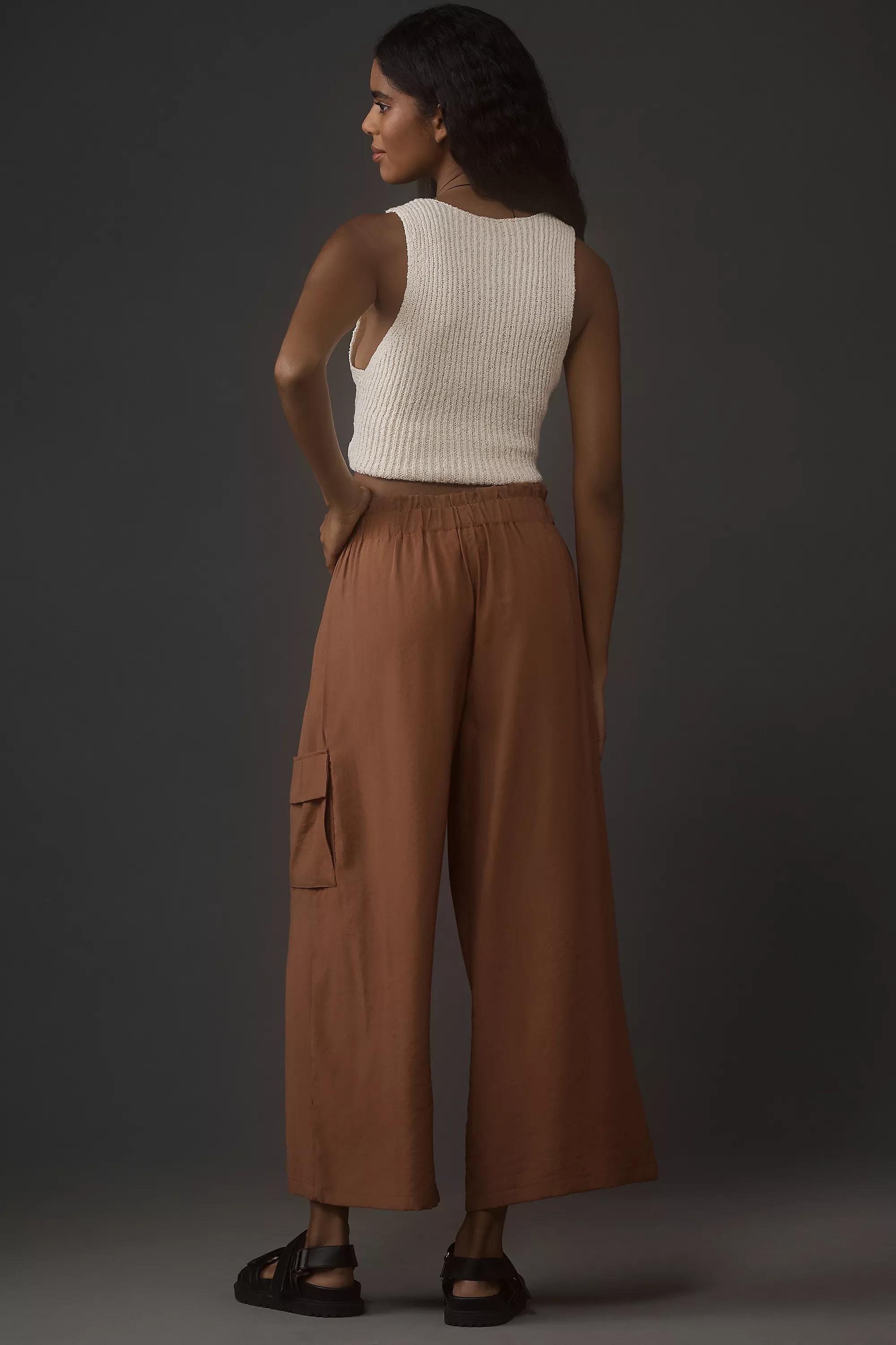 Wide-Leg Bungee Trousers, Brown, , large image number 3