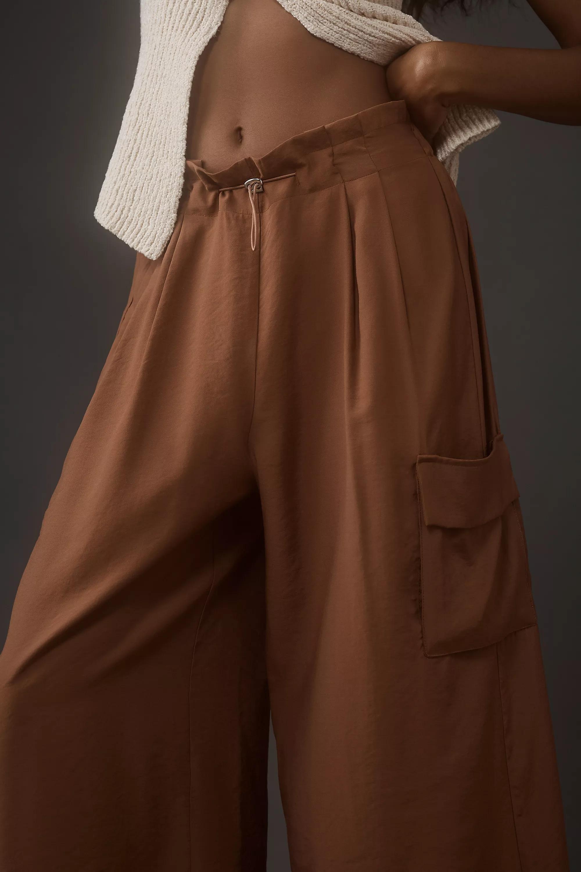 Wide-Leg Bungee Trousers, Brown, , large image number 4