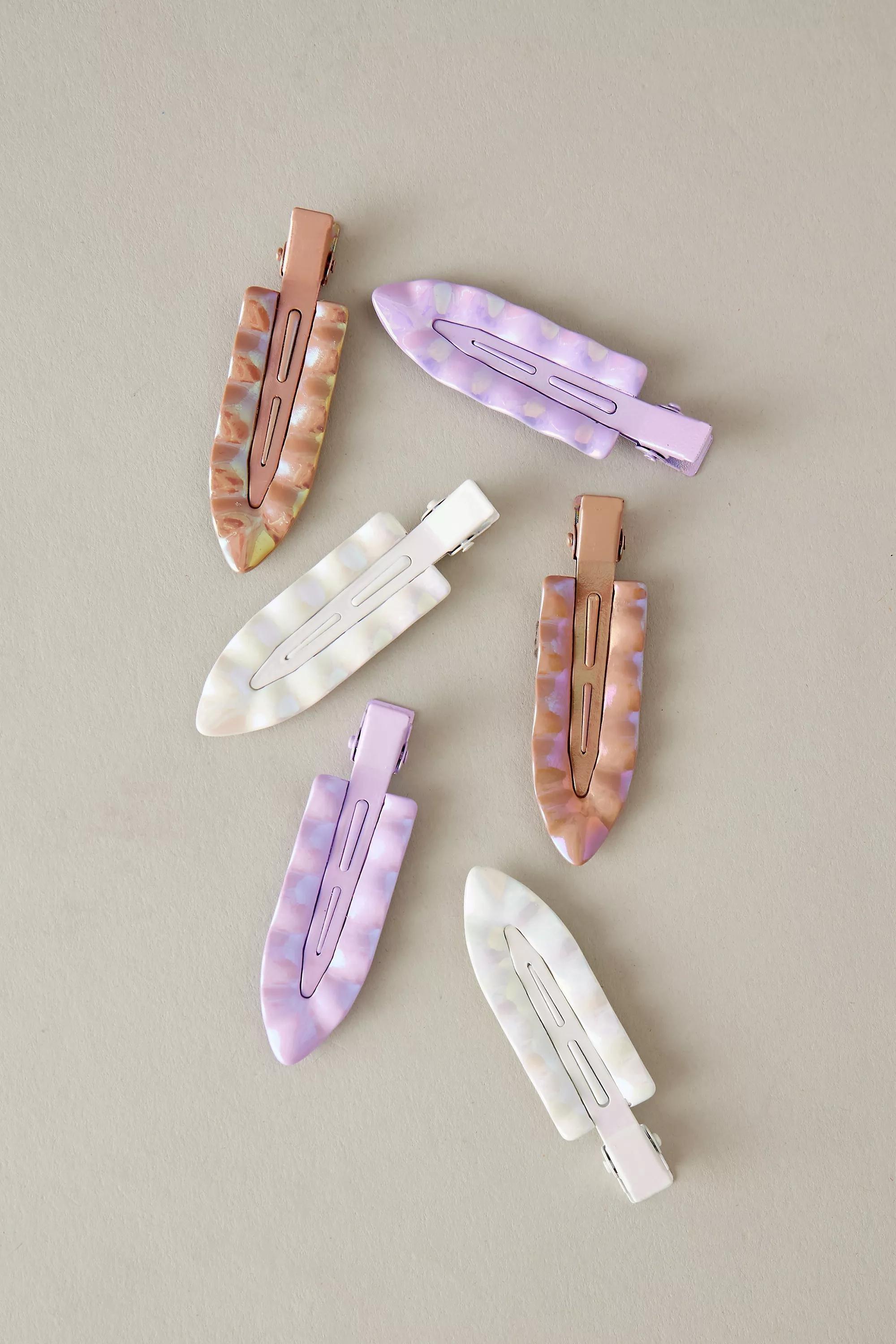 Iridescent Creaseless Hair Clips, Set Of 6, Multicolour, A501_0014, large image number 0