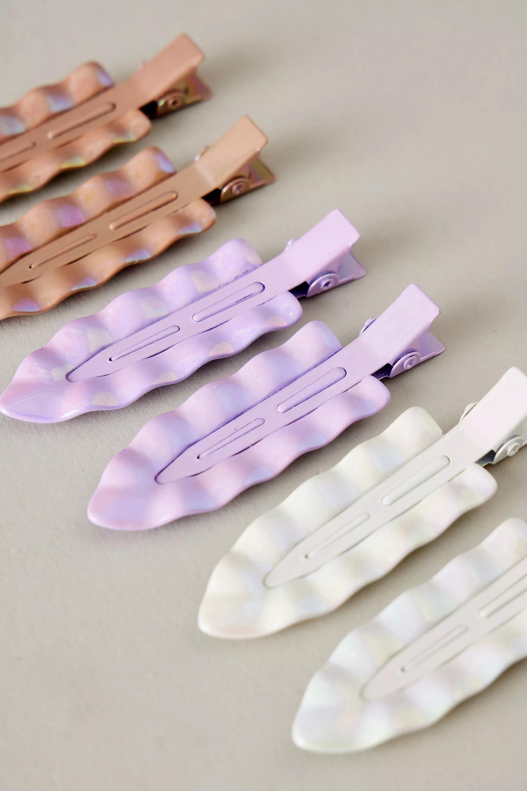 Iridescent Creaseless Hair Clips, Set Of 6, Multicolour, A501_0014, large image number 1