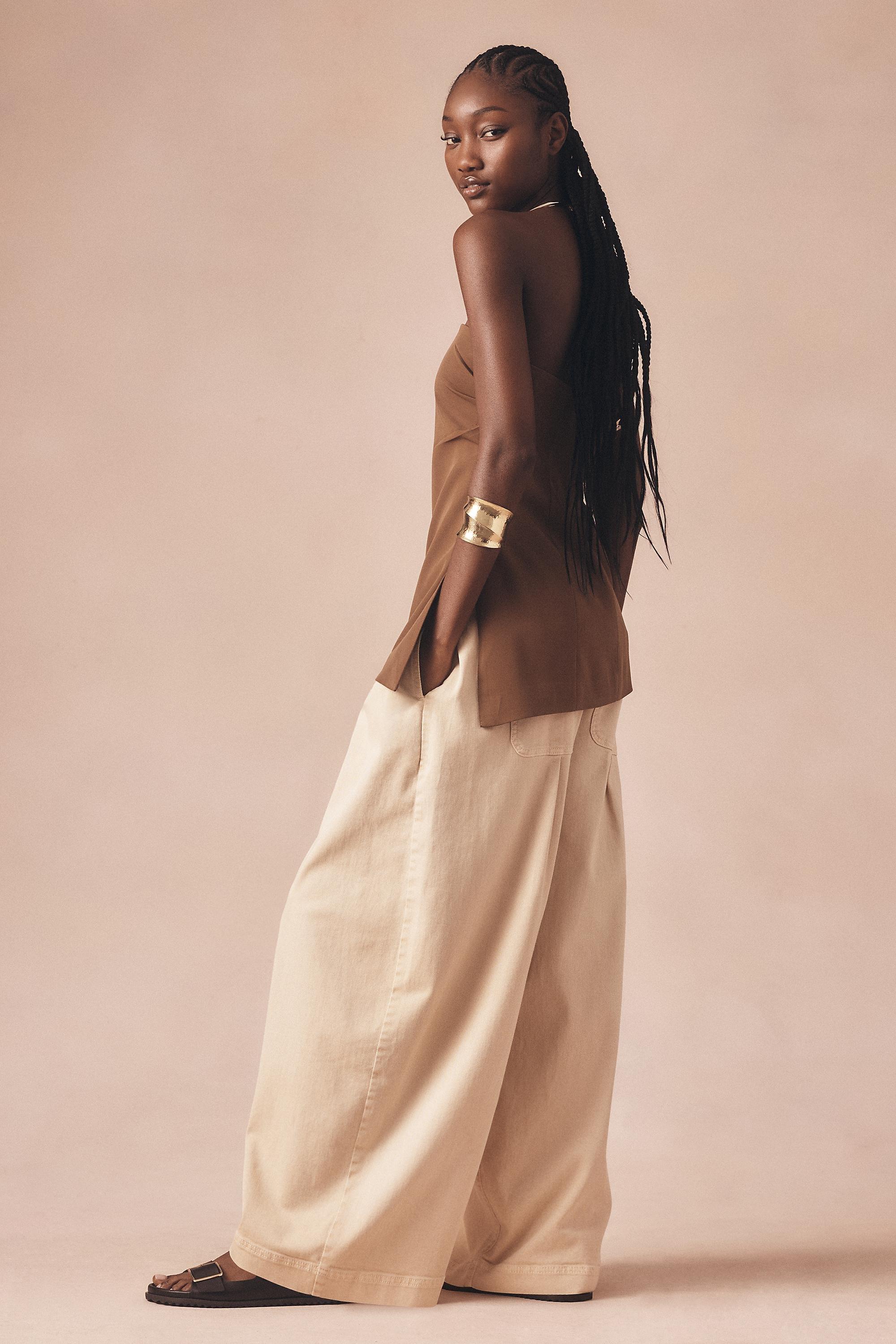 Pilcro Pull-On Parachute Trouser Pants, Cream, A501_0036, large image number 1