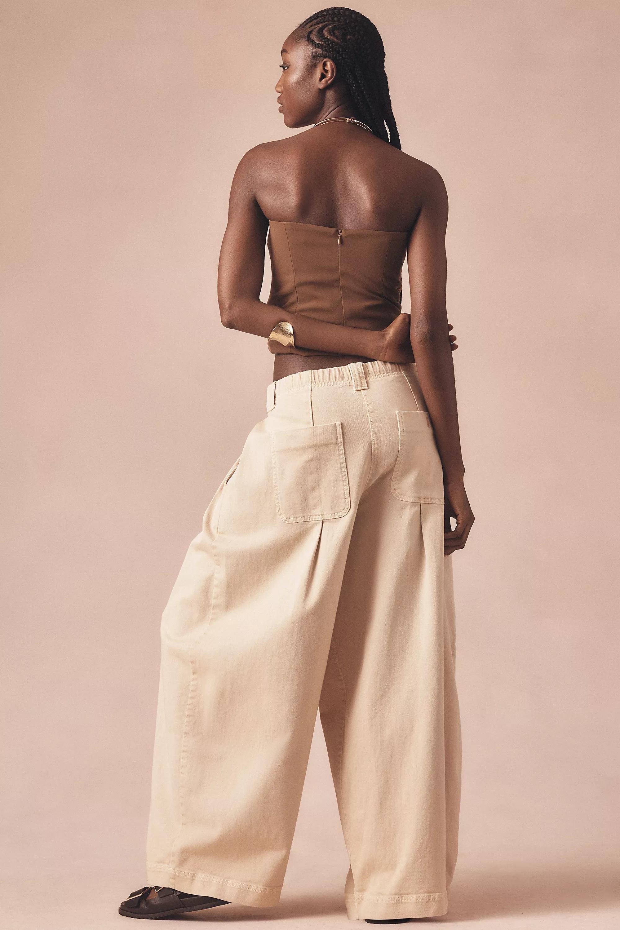 Pilcro Pull-On Parachute Trouser Pants, Cream, , large image number 3