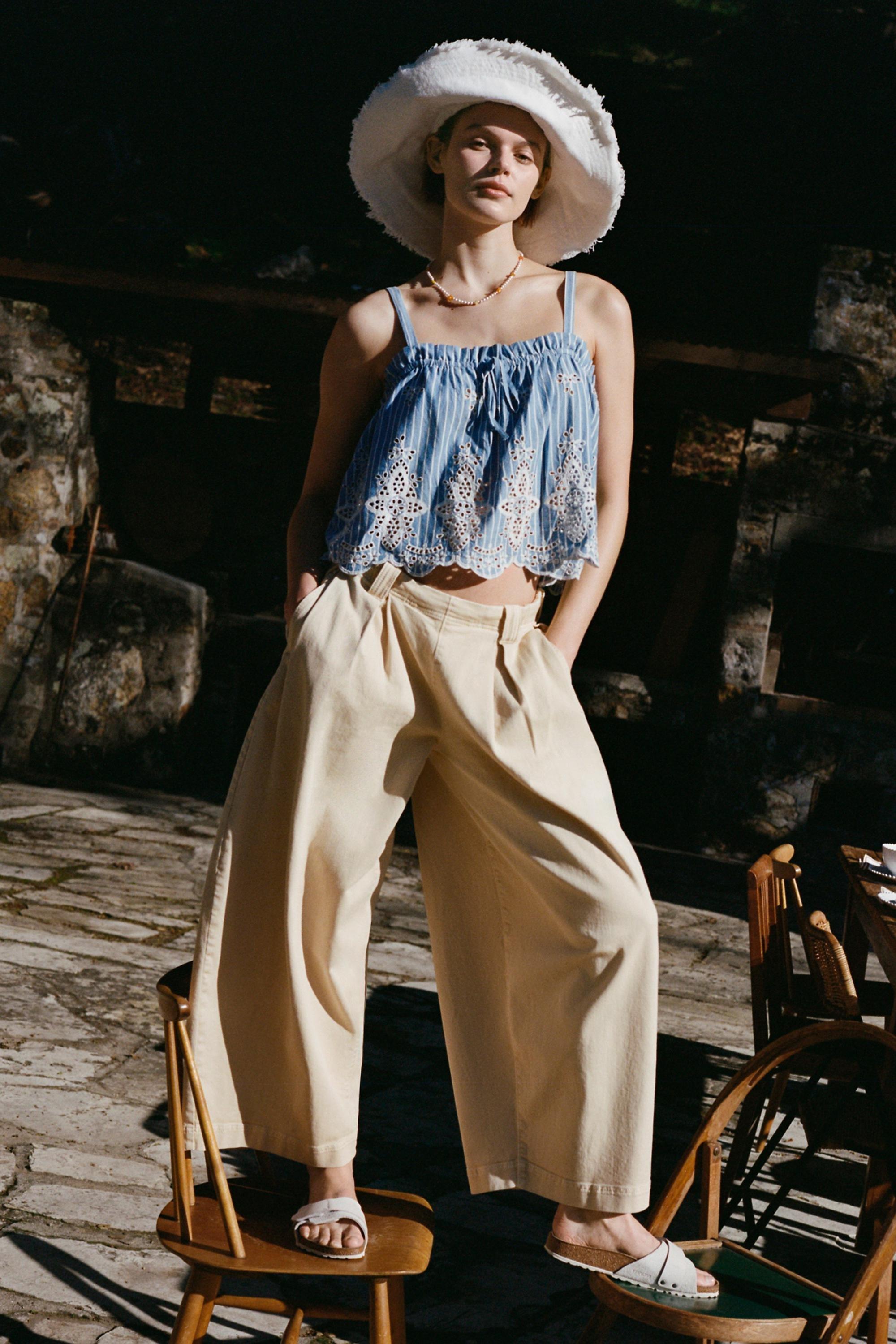 Pilcro Pull-On Parachute Trouser Pants, Cream, , large image number 4