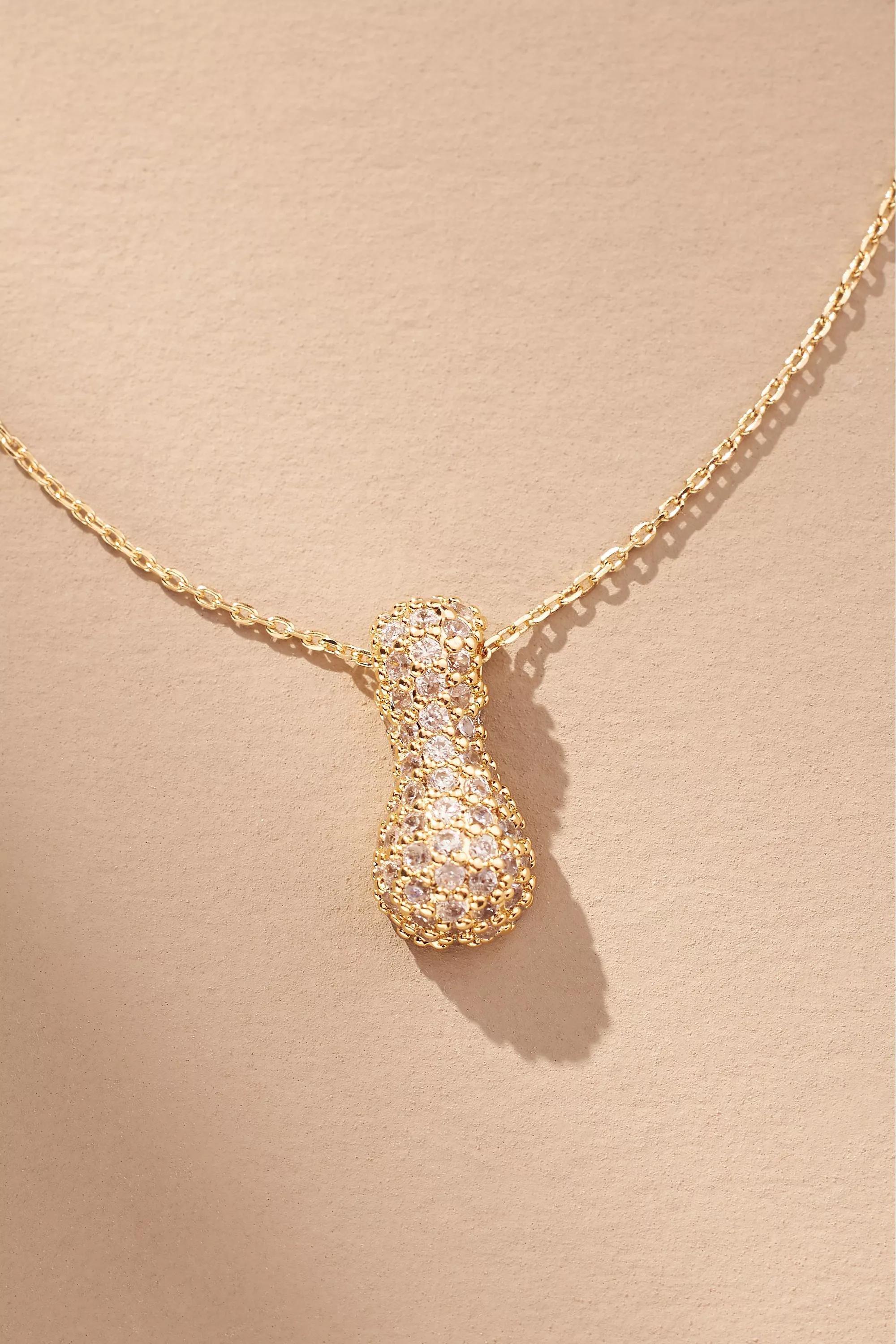Anthropologie Bubble Letter Monogram Necklace, Gold, A501_0909, large image number 0