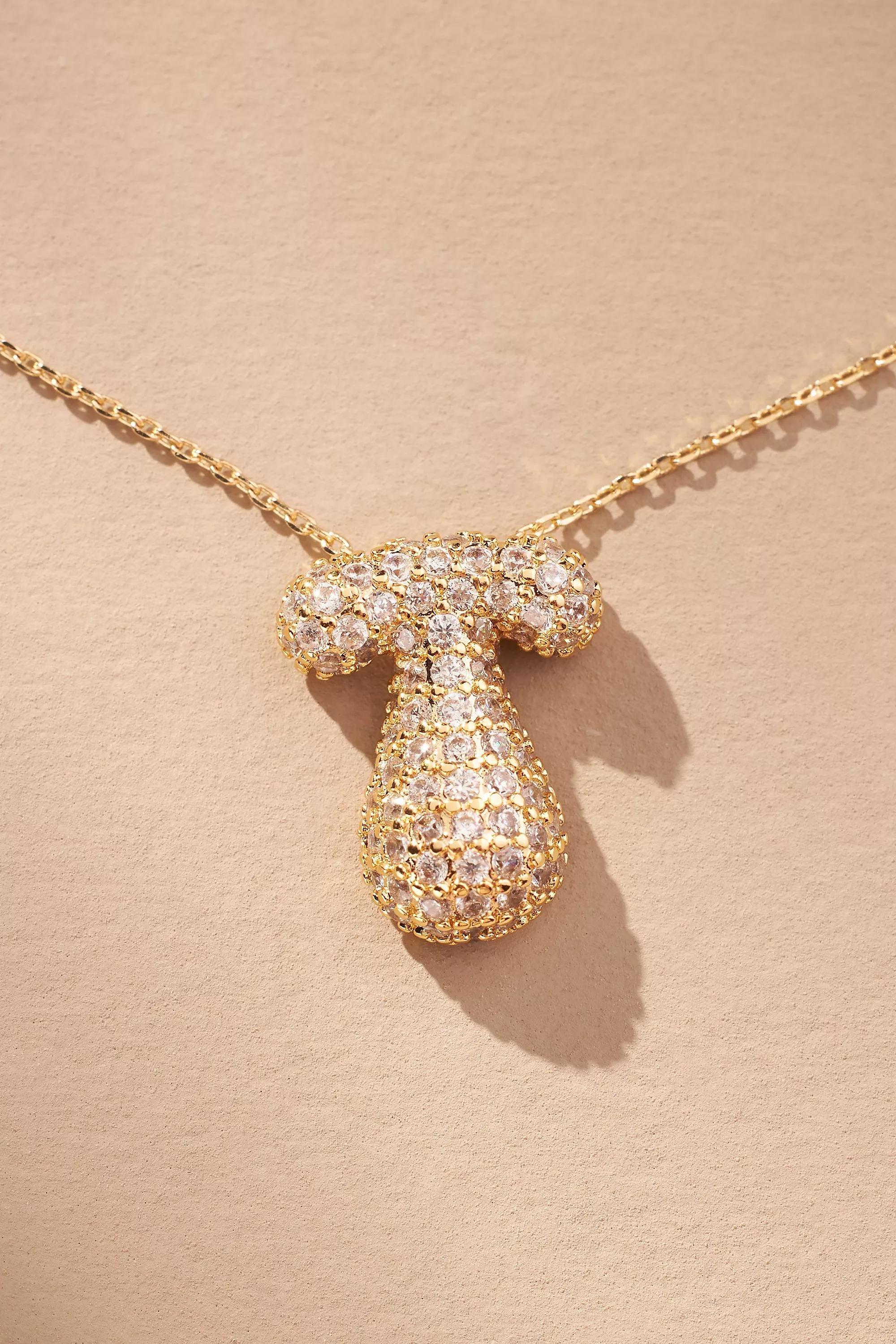 Anthropologie Bubble Letter Monogram Necklace, Gold, A501_0920, large image number 0