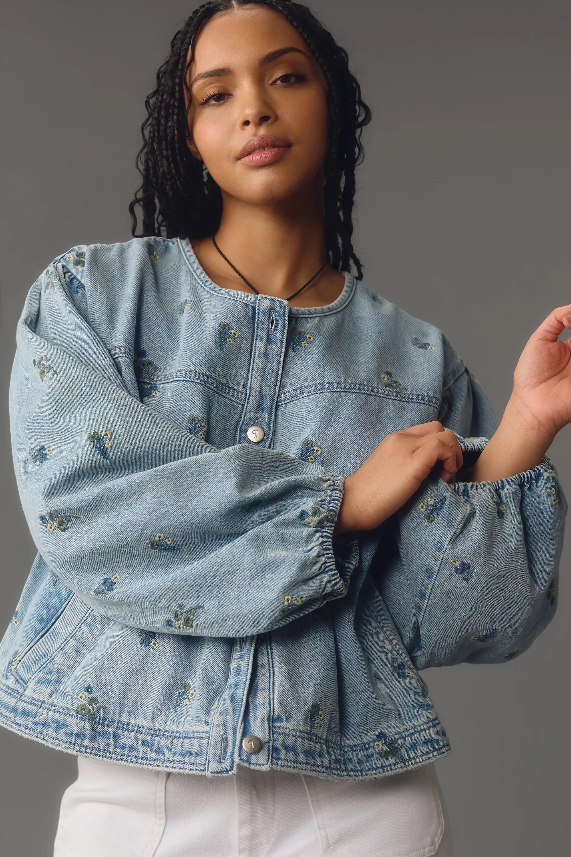 Anthropologie Embroidered Denim Casual, Blue, , large image number 4