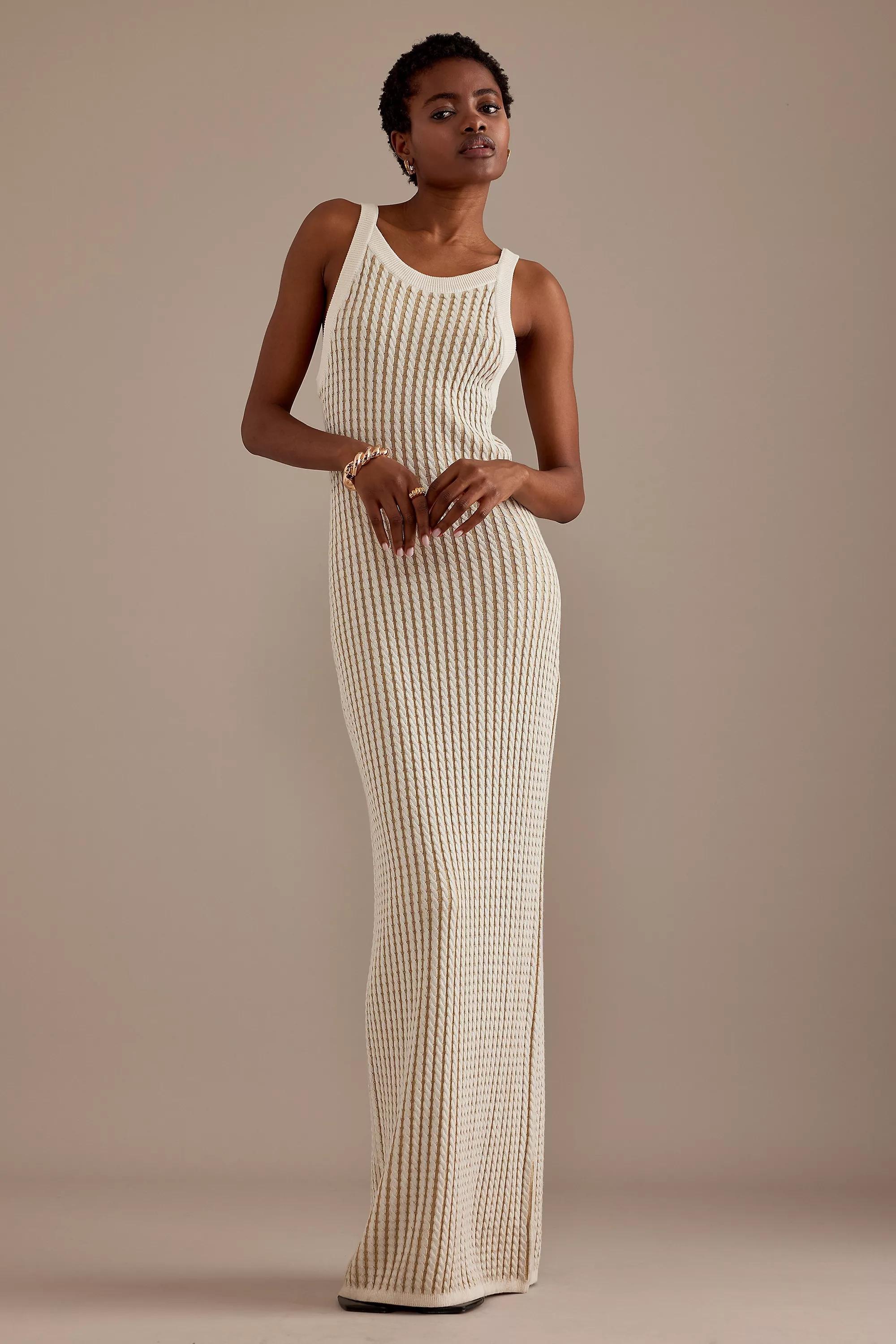 Sleeveless Knit Maxi Dress, Cream, , large image number 1