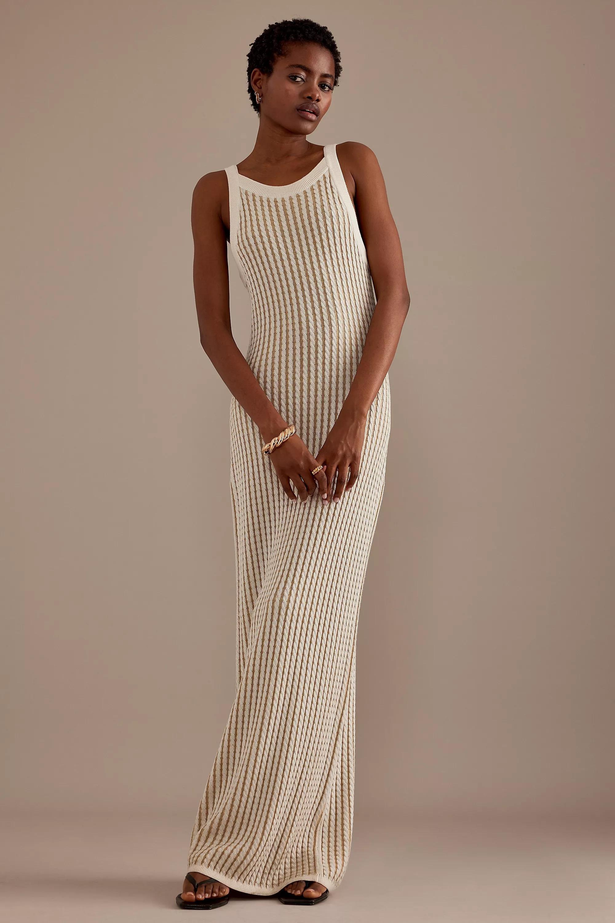 Sleeveless Knit Maxi Dress, Cream, , large image number 5