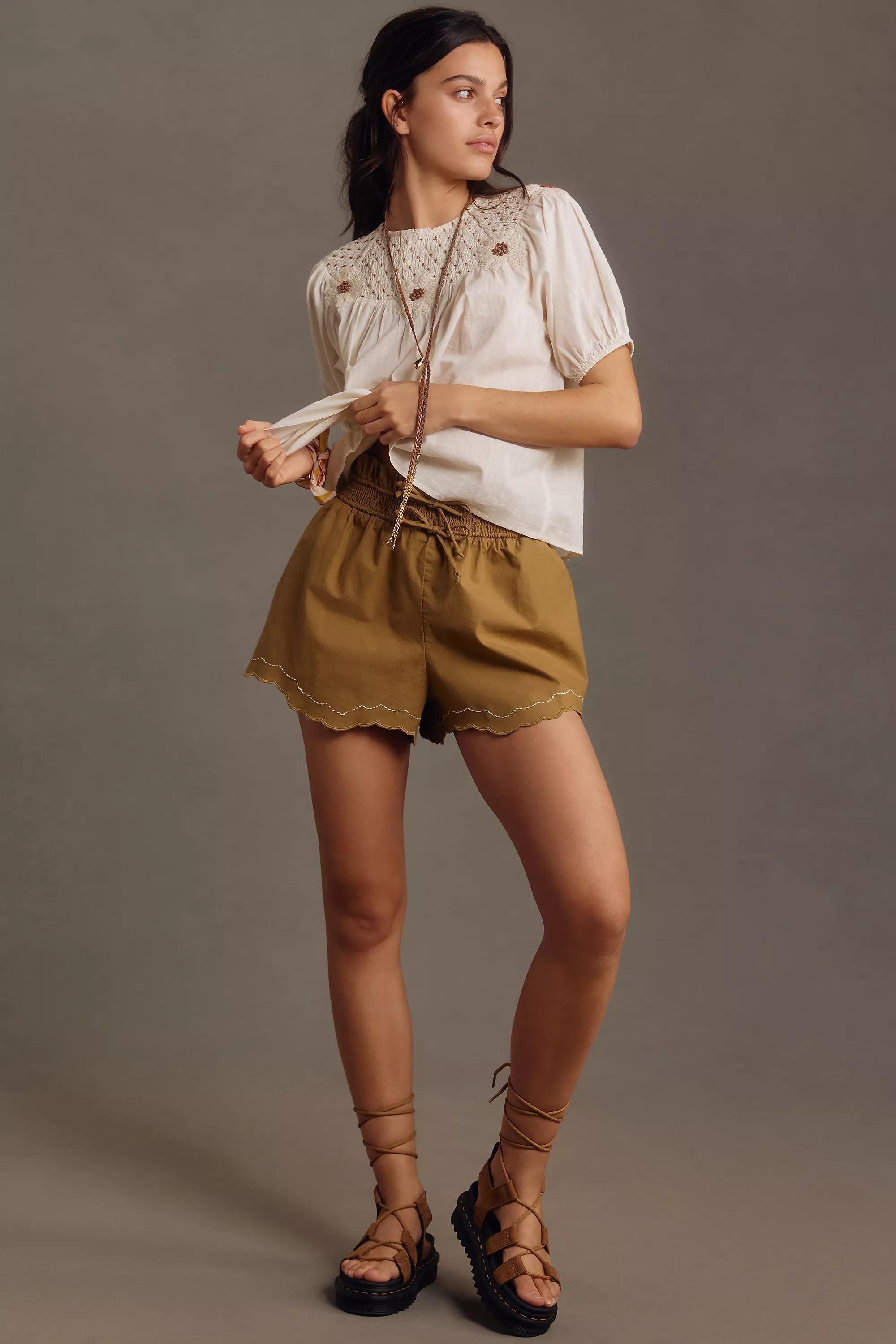 Anthropologie Plain Beach Shorts, Brown, , large image number 0
