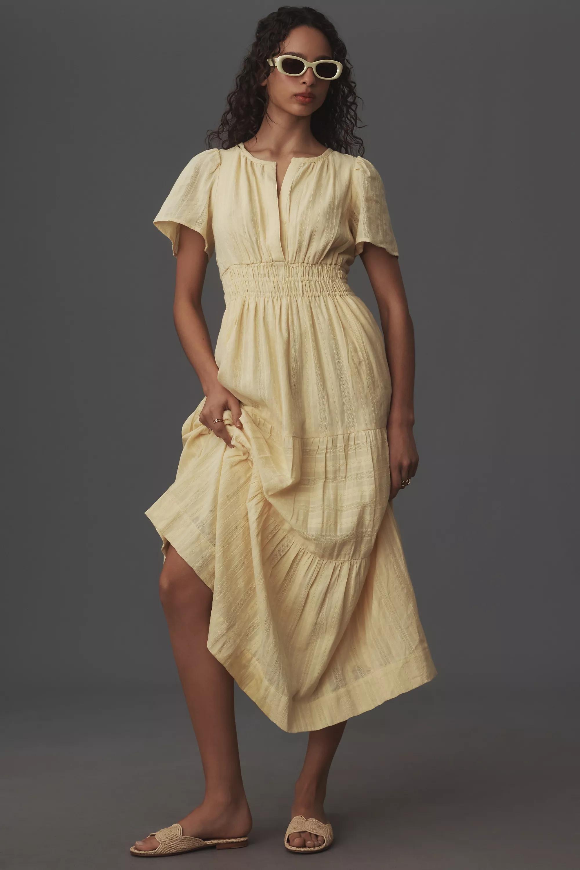 Maxi Flowy Dress, Cream, , large image number 0