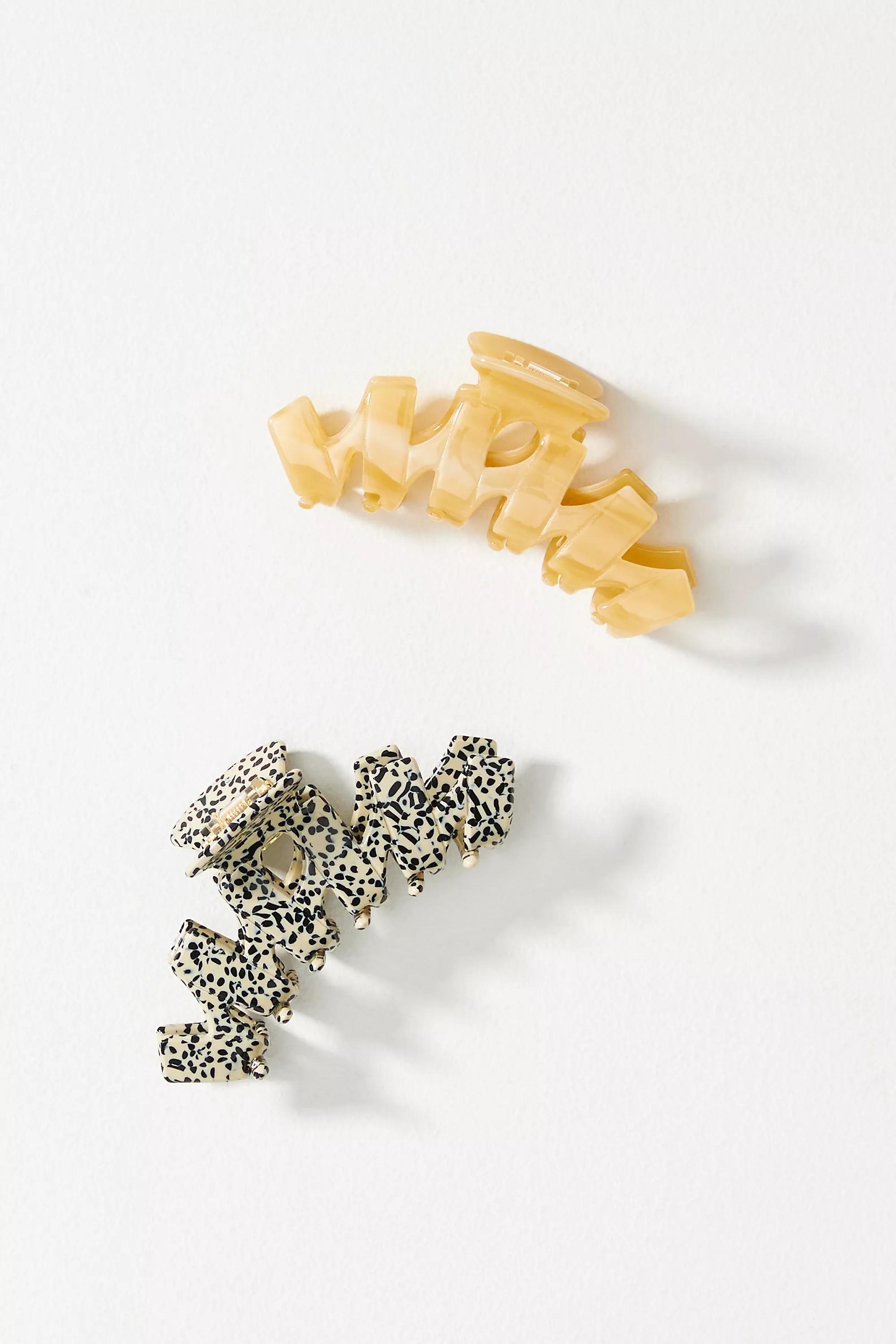 Zigzag Claw Hair Clips, Set Of 2, Beige, A501_0015, large image number 0
