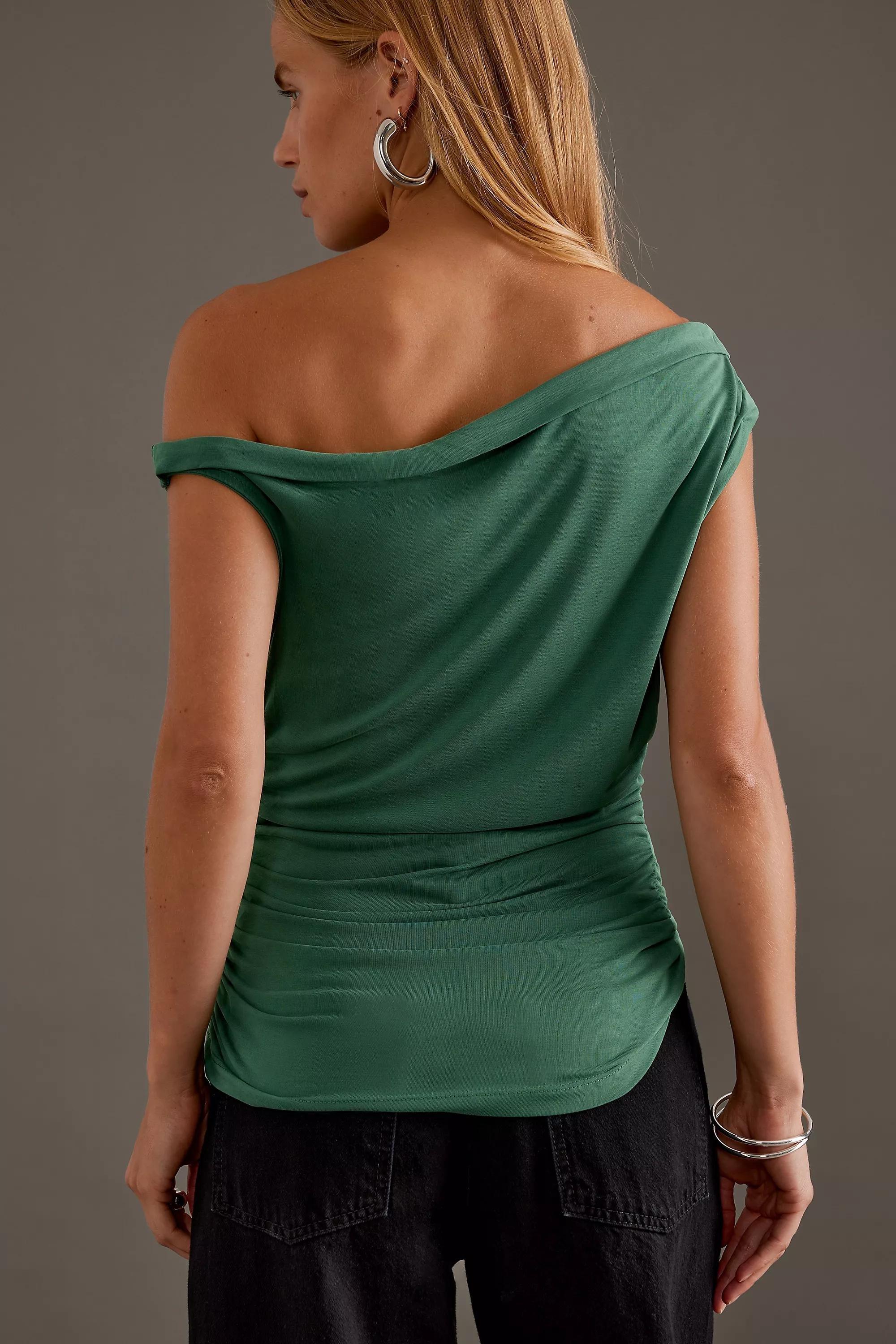 Anthropologie Plain Crop Top, Green, , large image number 2