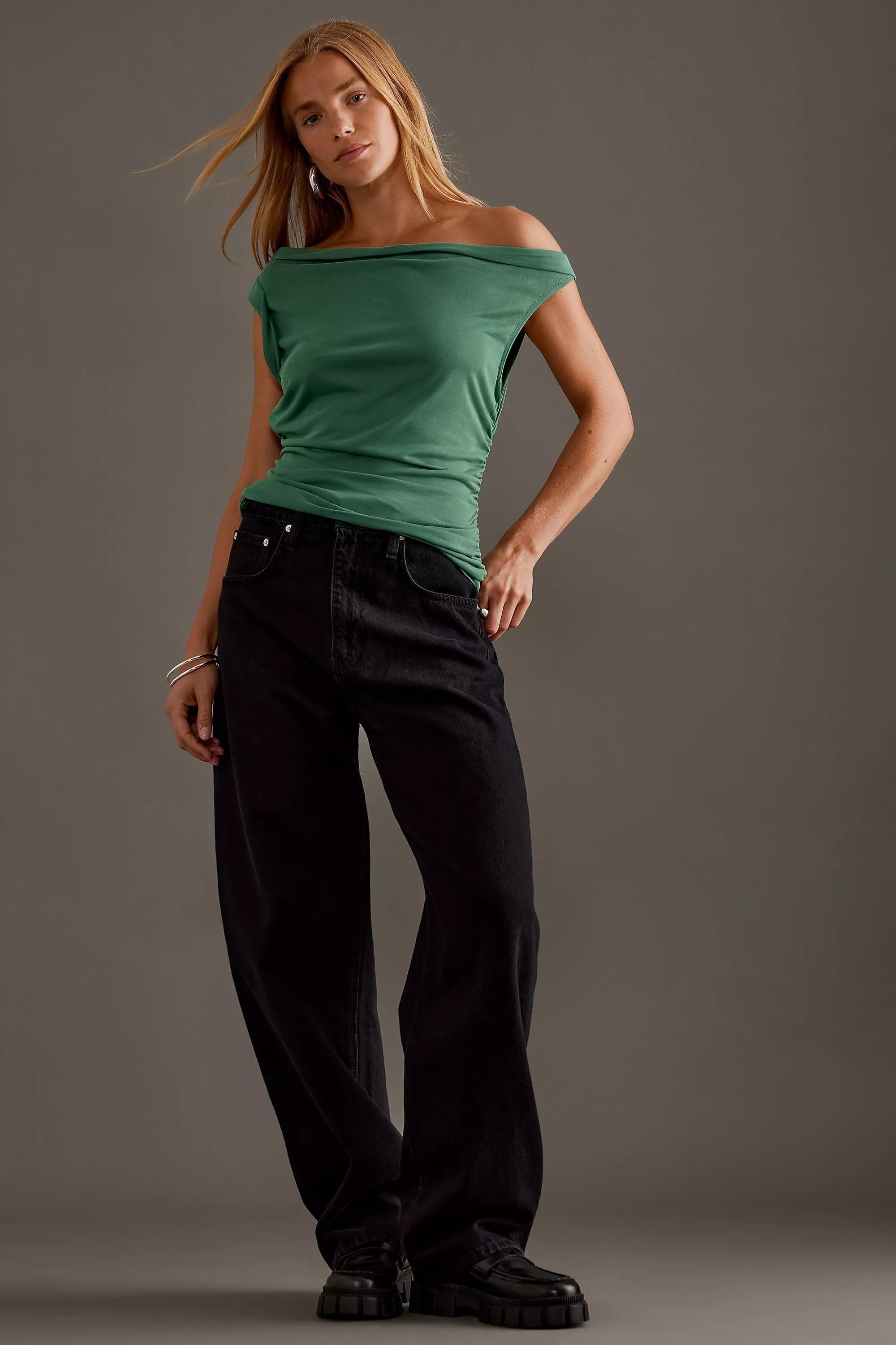 Anthropologie Plain Crop Top, Green, , large image number 4