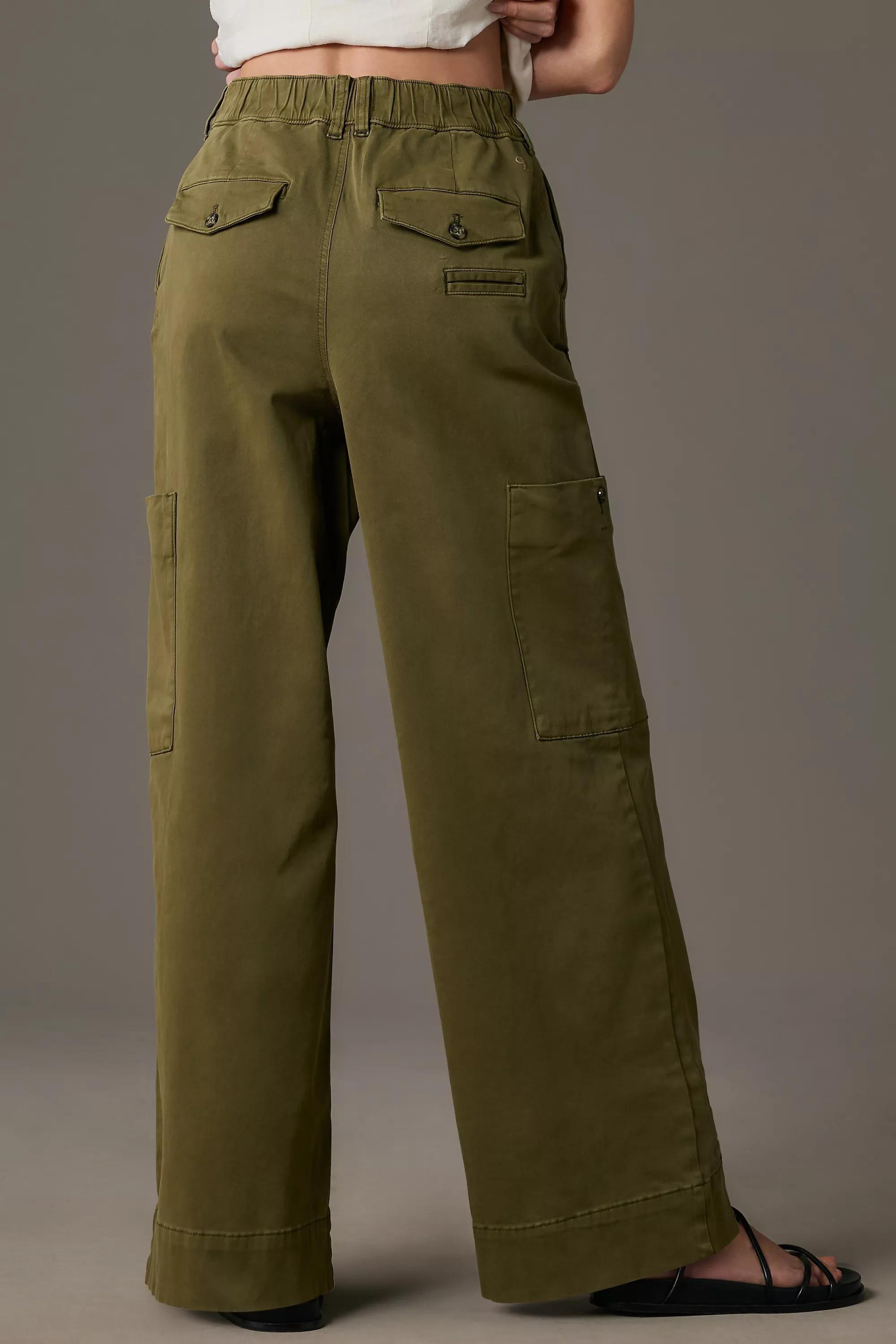 Pilcro Pleated Wide-Leg Cargo Pants, Khaki, , large image number 2