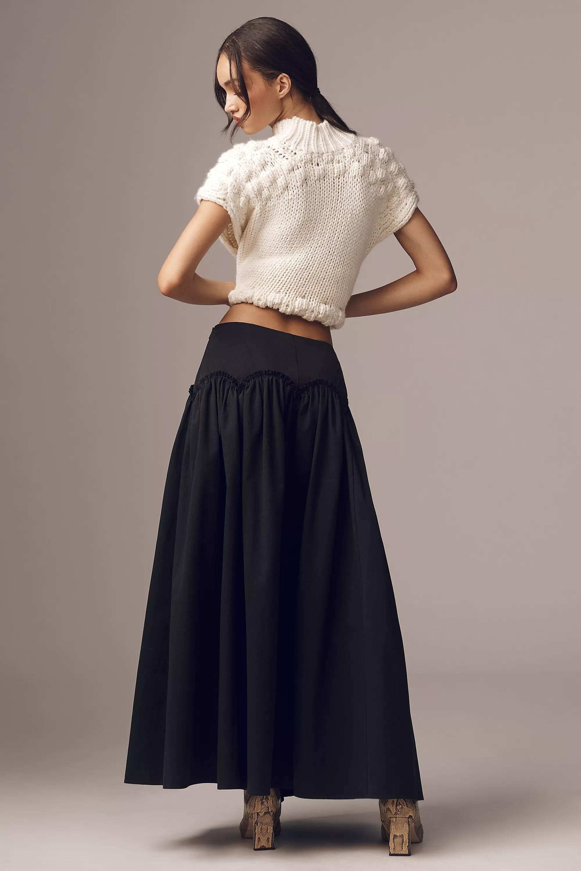 Mare Mare X Anthropologie Basque-Waist Maxi Skirt, Black, , large image number 2
