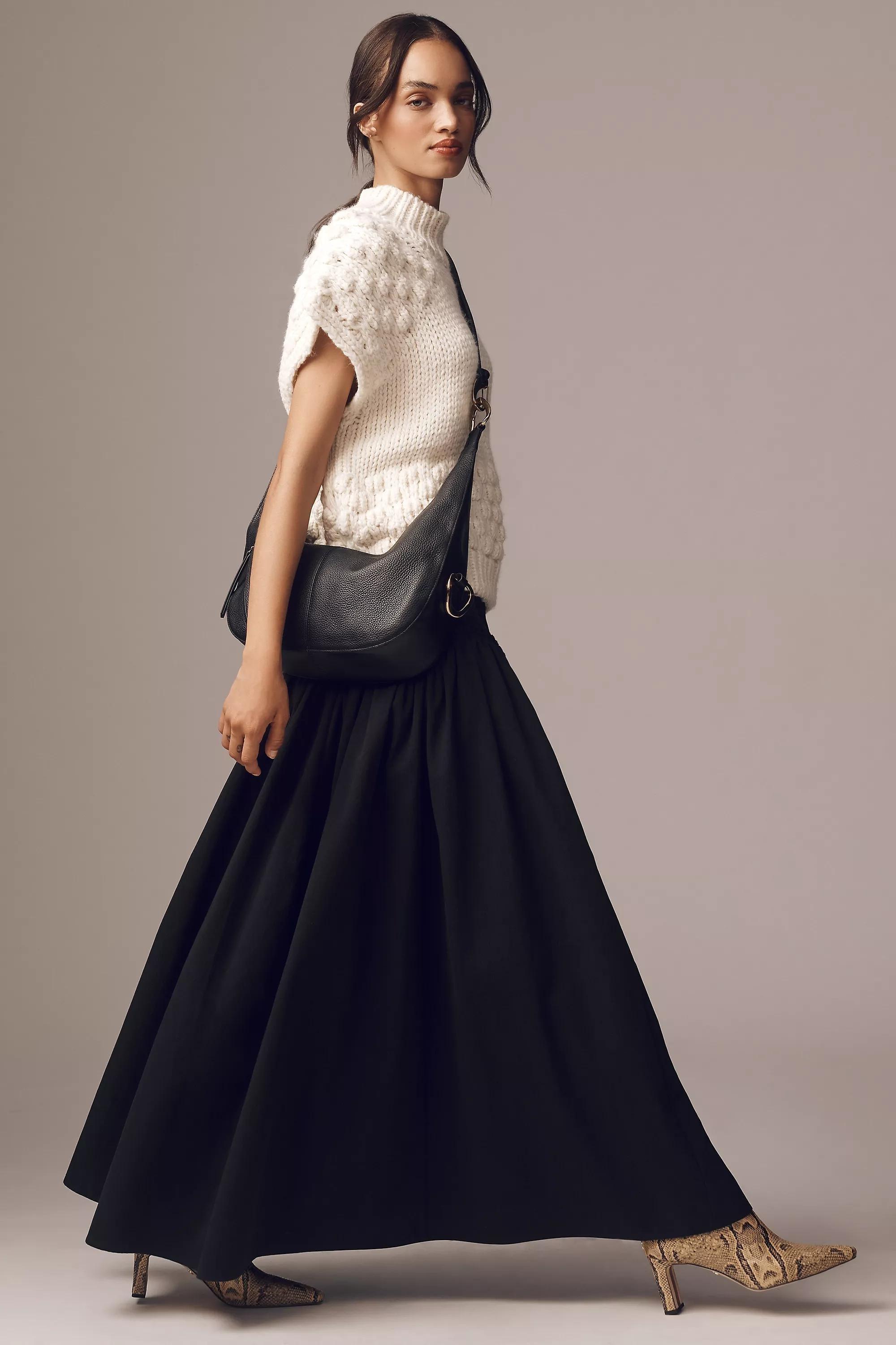 Mare Mare X Anthropologie Basque-Waist Maxi Skirt, Black, , large image number 3