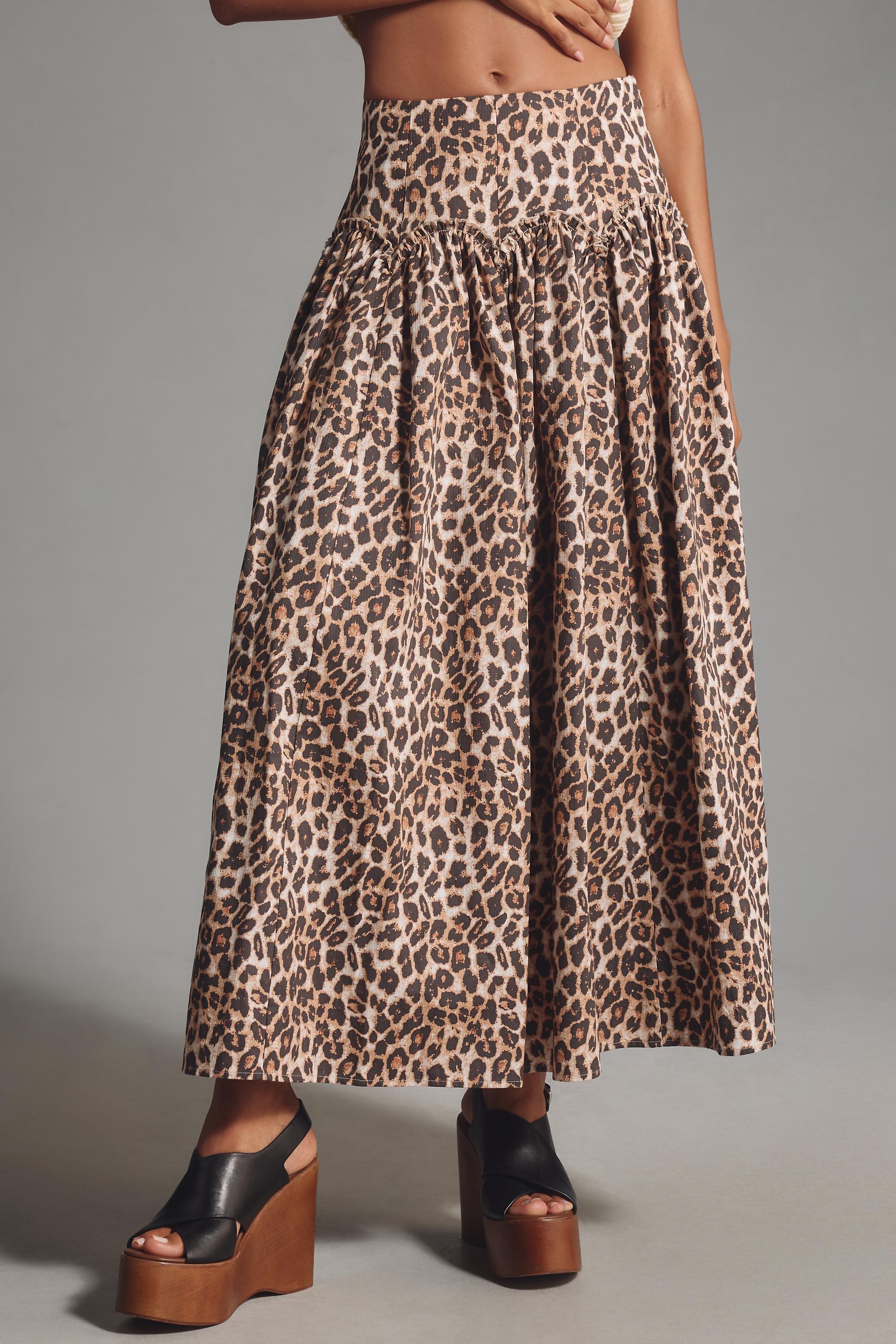 Mare Mare X Anthropologie Basque-Waist Maxi Skirt, Brown, , large image number 1