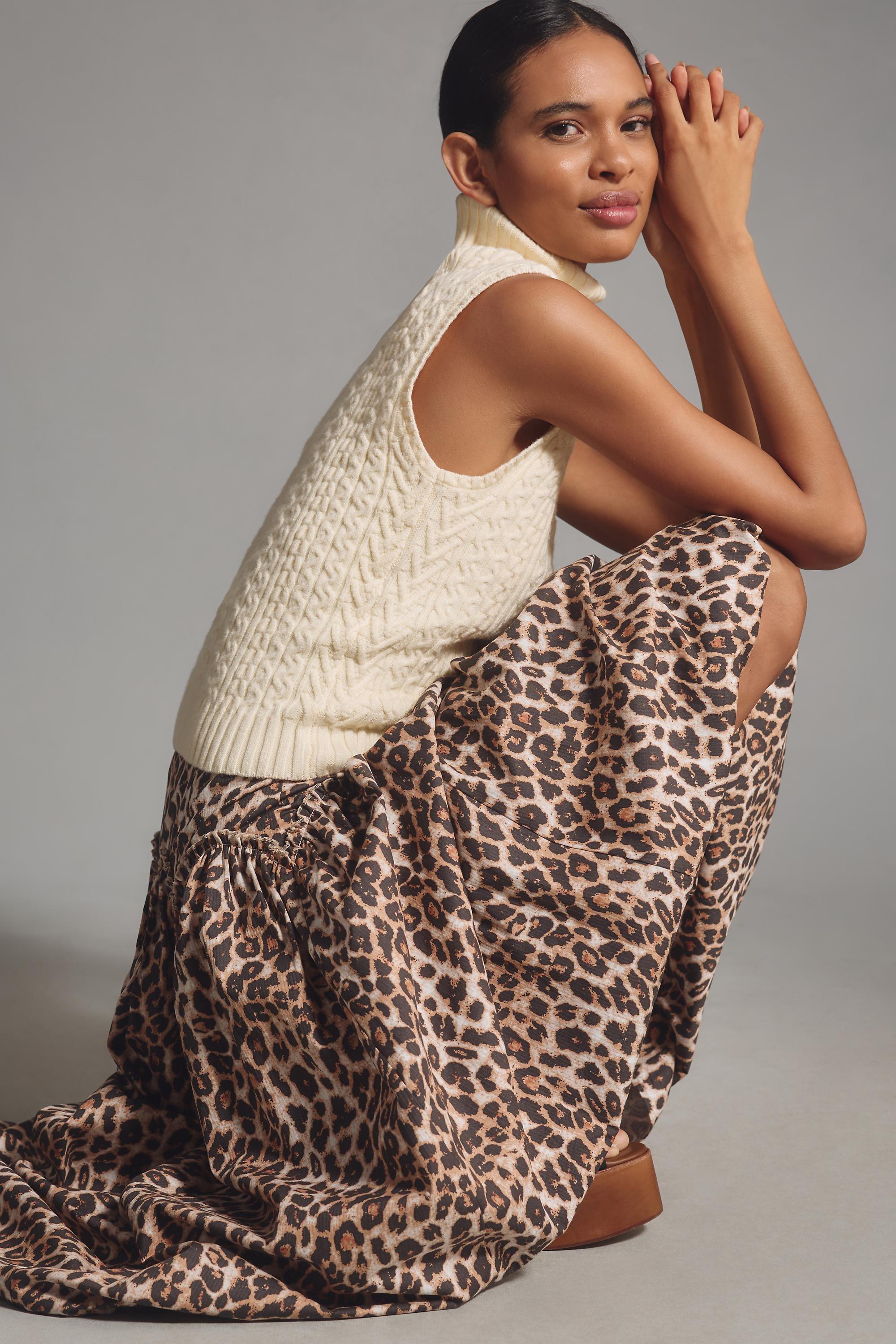 Mare Mare X Anthropologie Basque-Waist Maxi Skirt, Brown, , large image number 3
