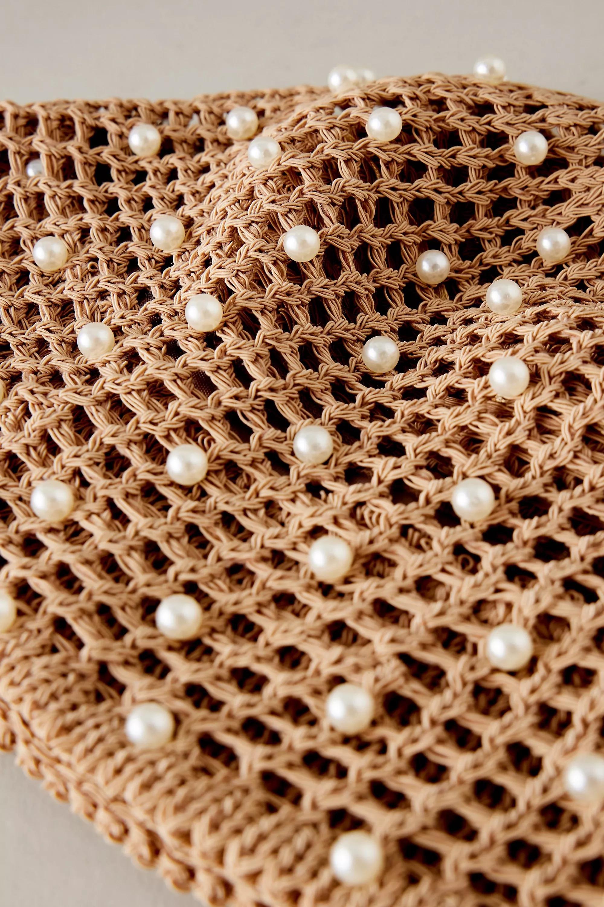 Pearl Crochet Bucket Hat, Brown, A501_0111, large image number 1