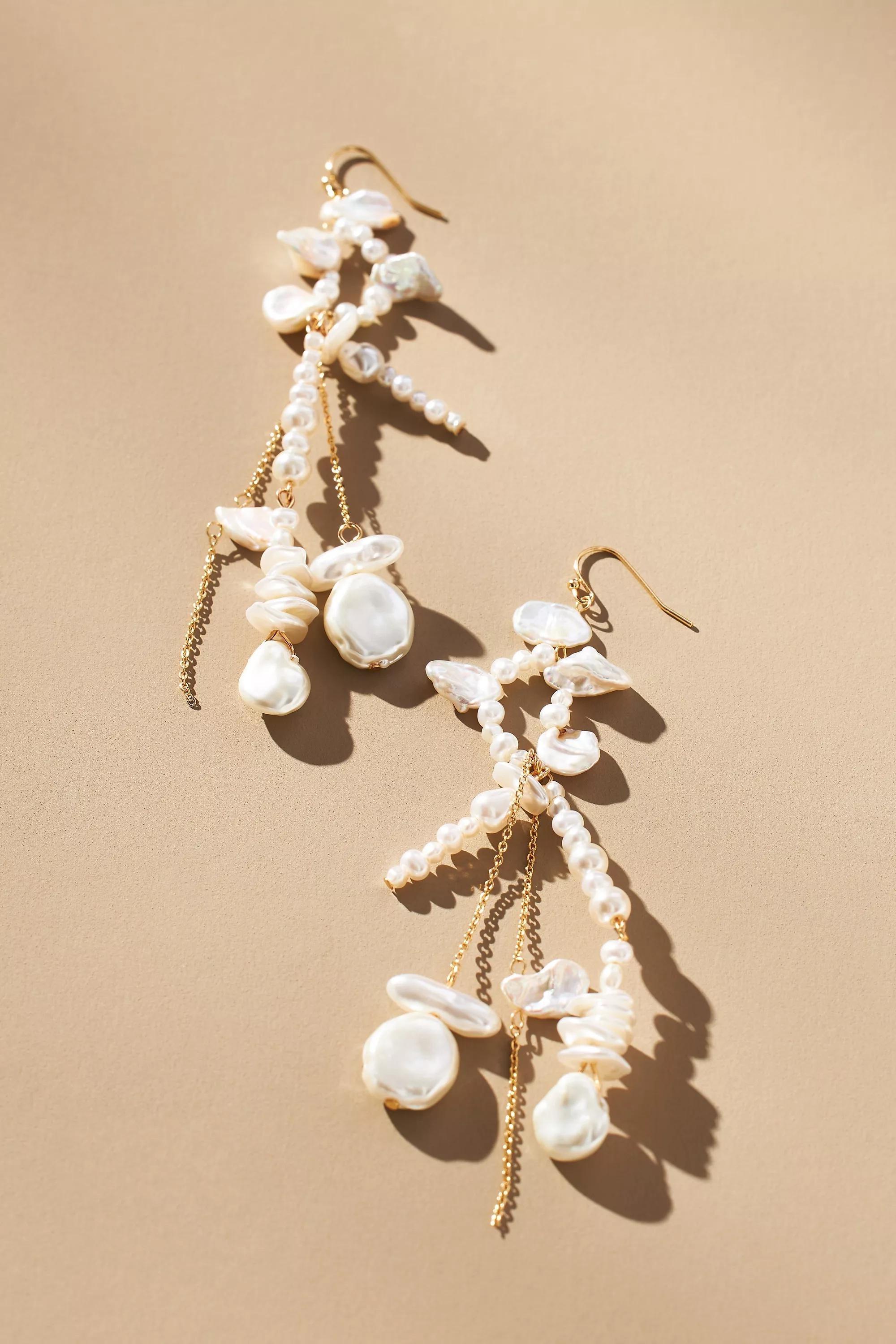 Boho Pearl Drop Earrings, Pearl, A501_0017, large image number 0
