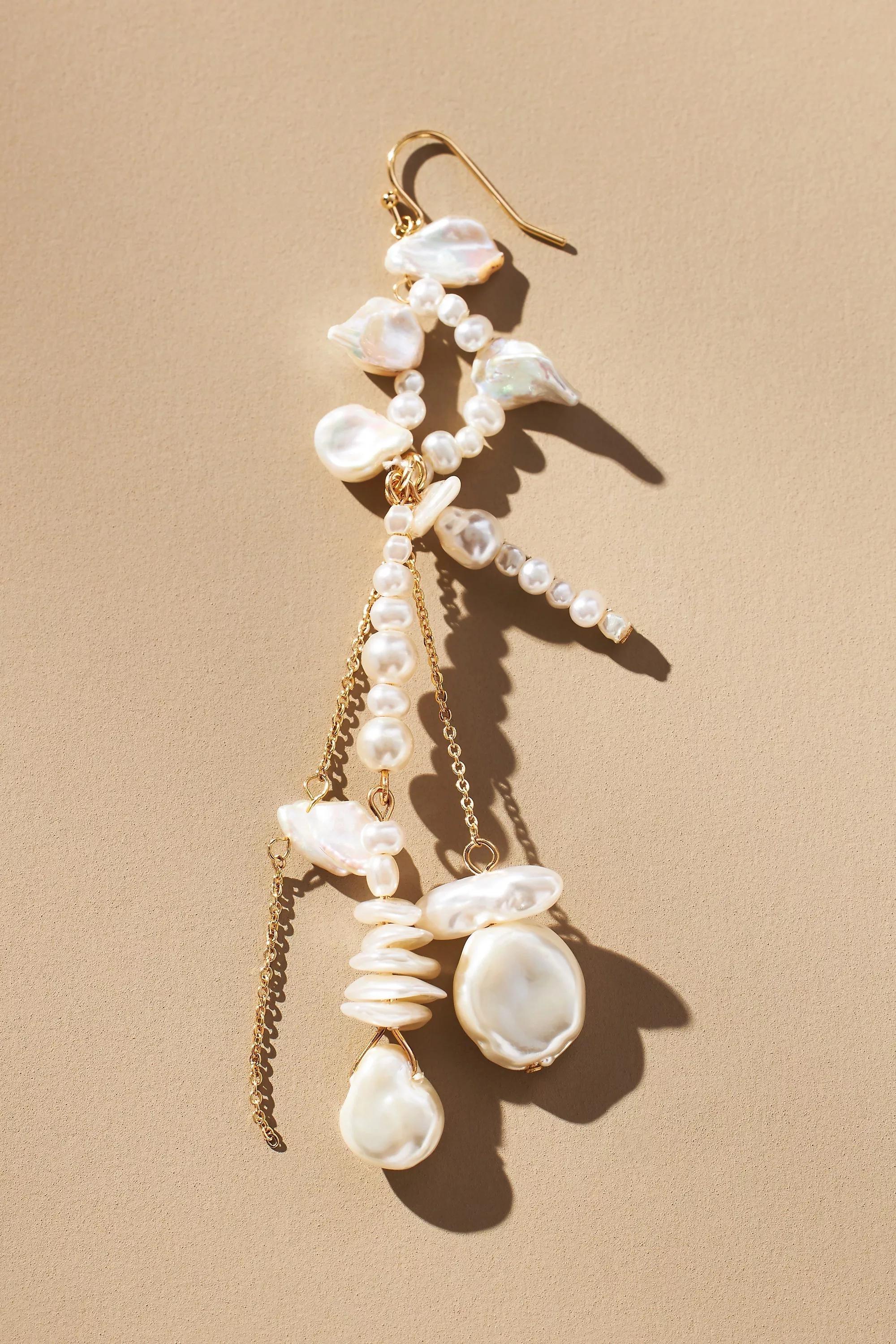 Boho Pearl Drop Earrings, Pearl, A501_0017, large image number 1
