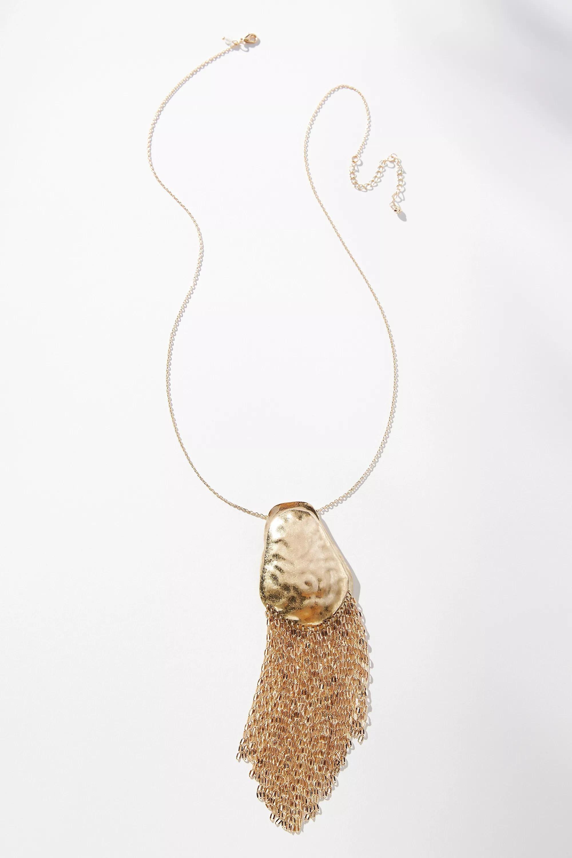 Chunky Stone Fringe Necklace, Gold, A501_0070, large image number 0