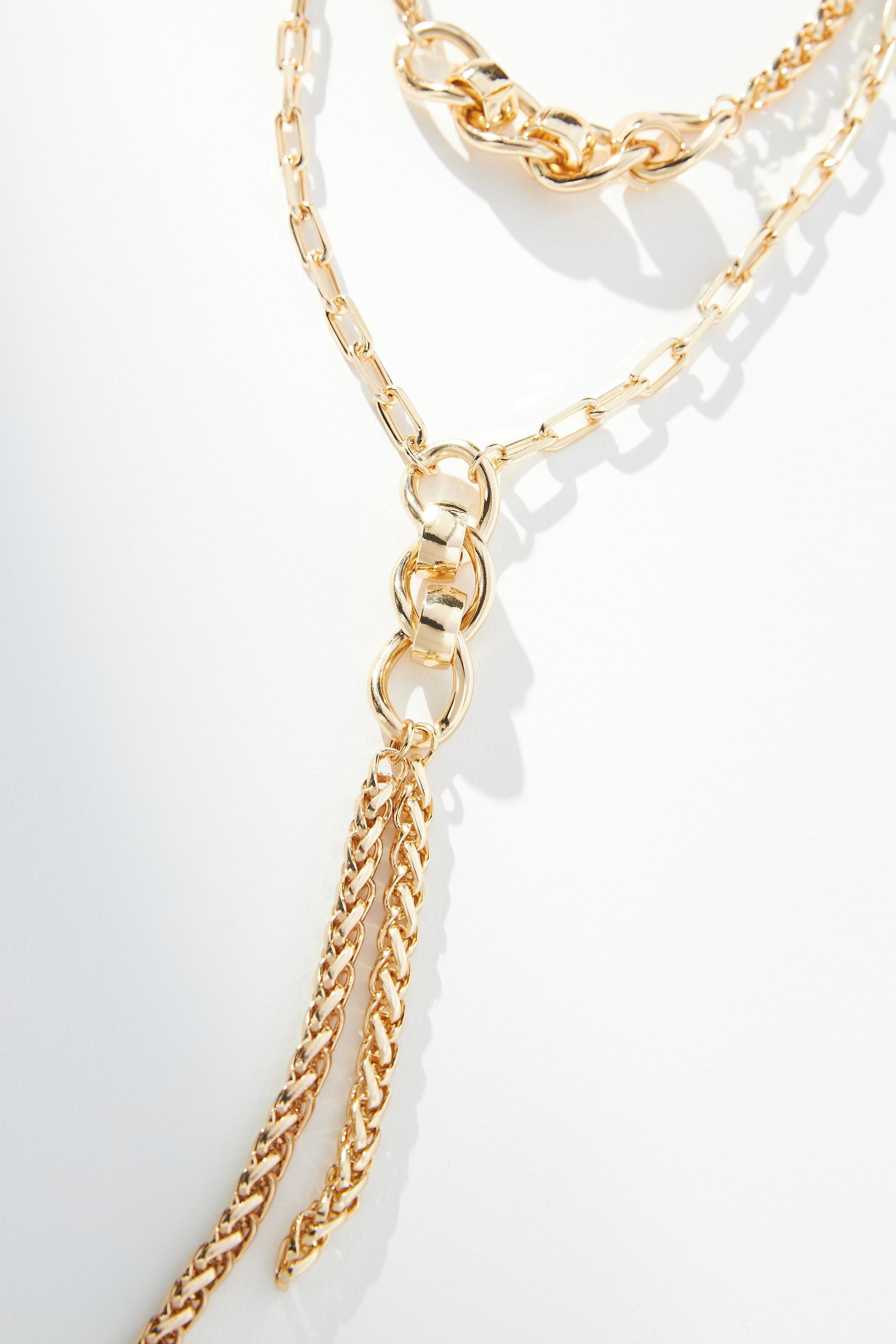 Layered Y-Neck Chain Necklace, Gold, A501_0070, large image number 2