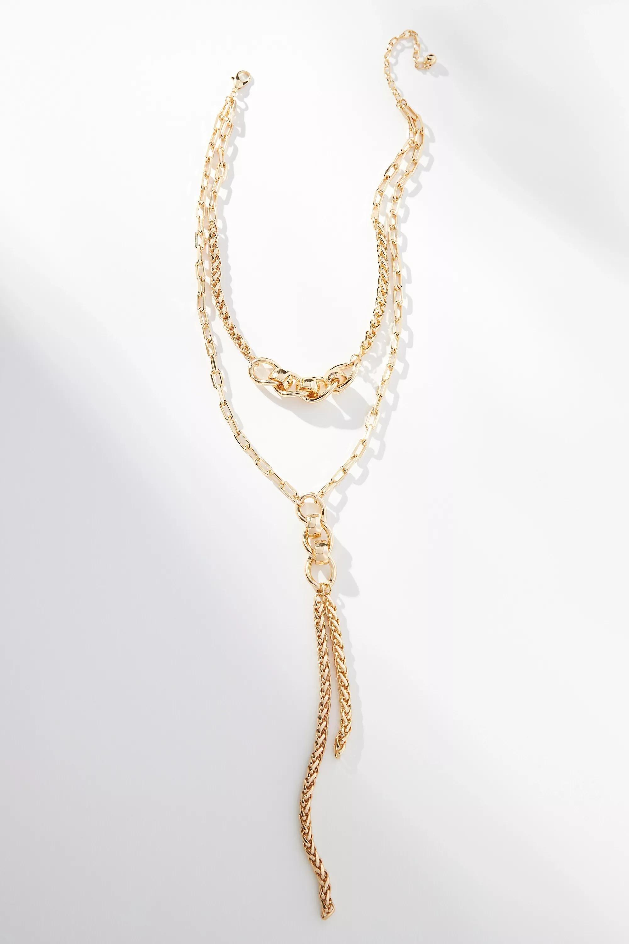 Layered Y-Neck Chain Necklace, Gold, A501_0070, large image number 3