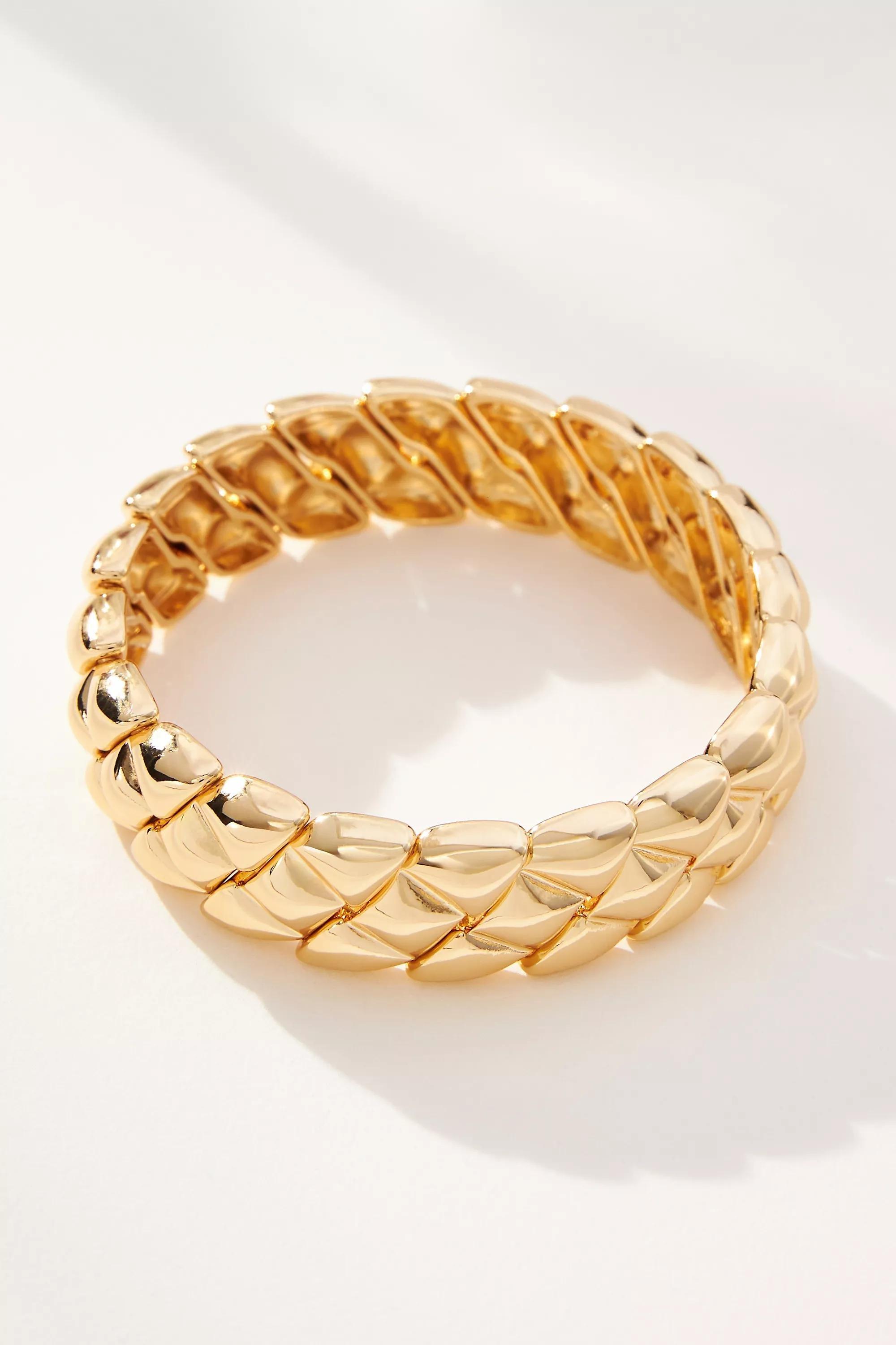 Molten Metal Stretch Bracelet, Gold, , medium
