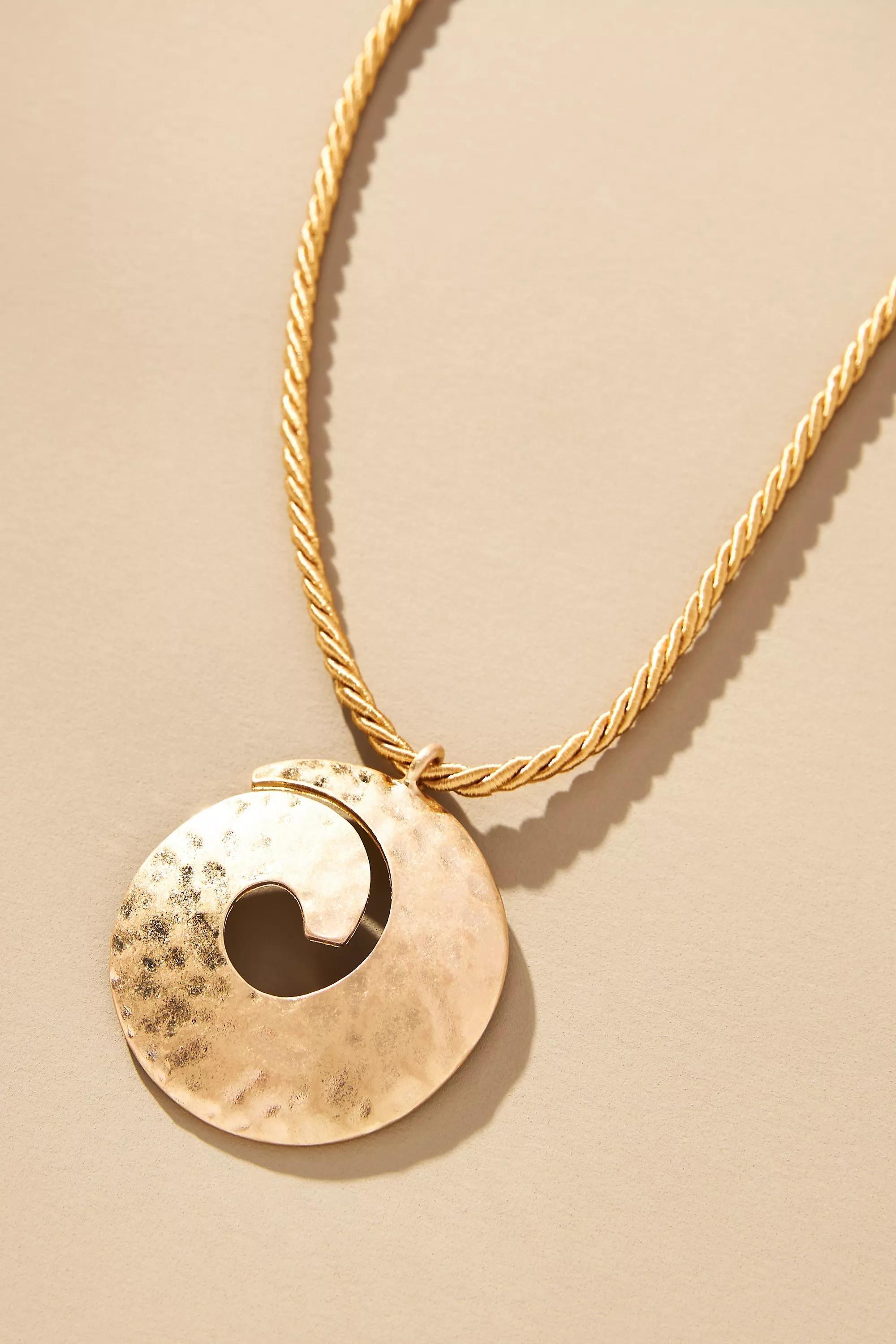 Swirl Pendant Rope Chain Necklace, A501_0070, large image number 1