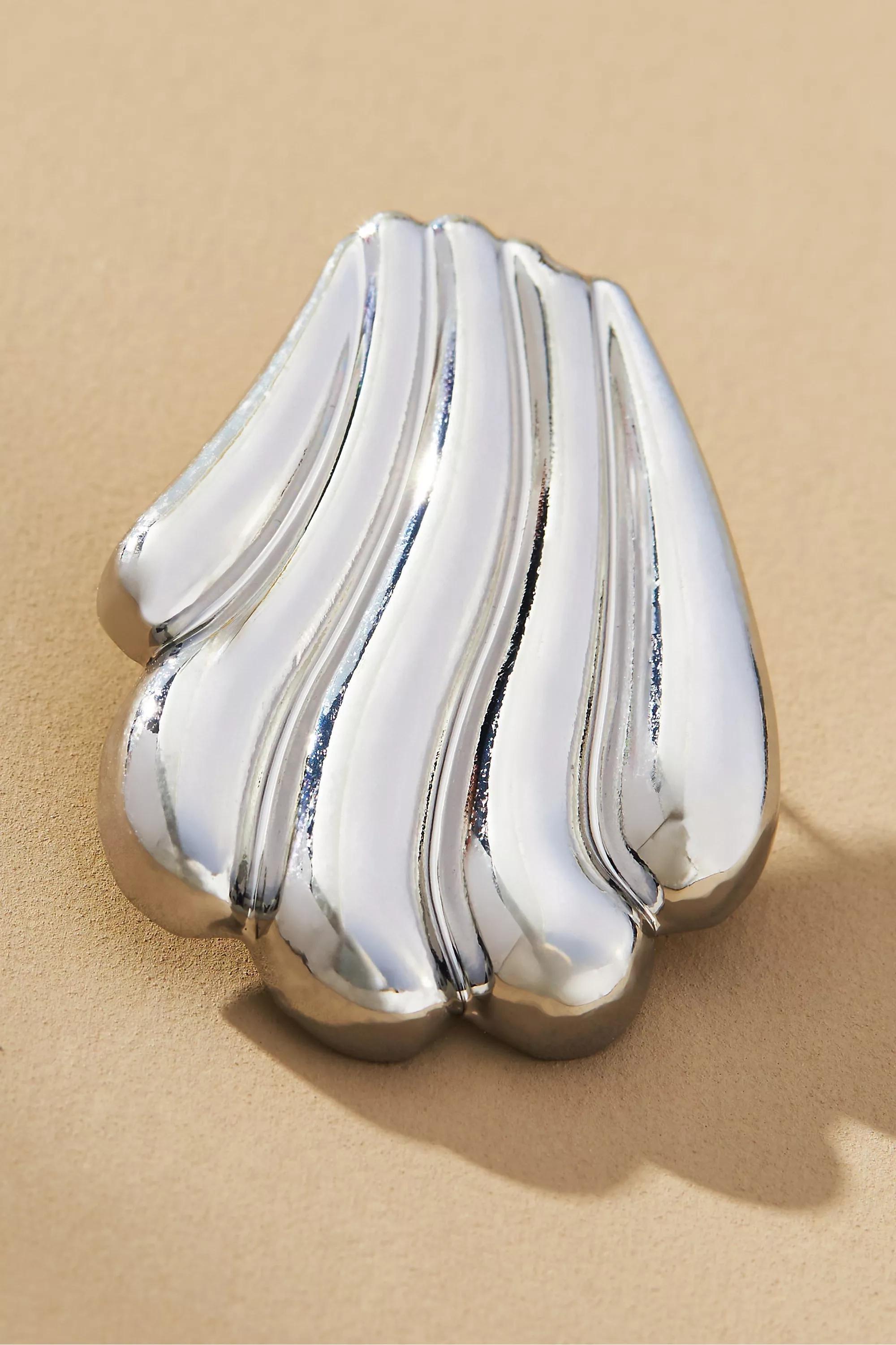 Serefina Vintage Clamshell Stud Earrings, Silver, A501_0007, large image number 1